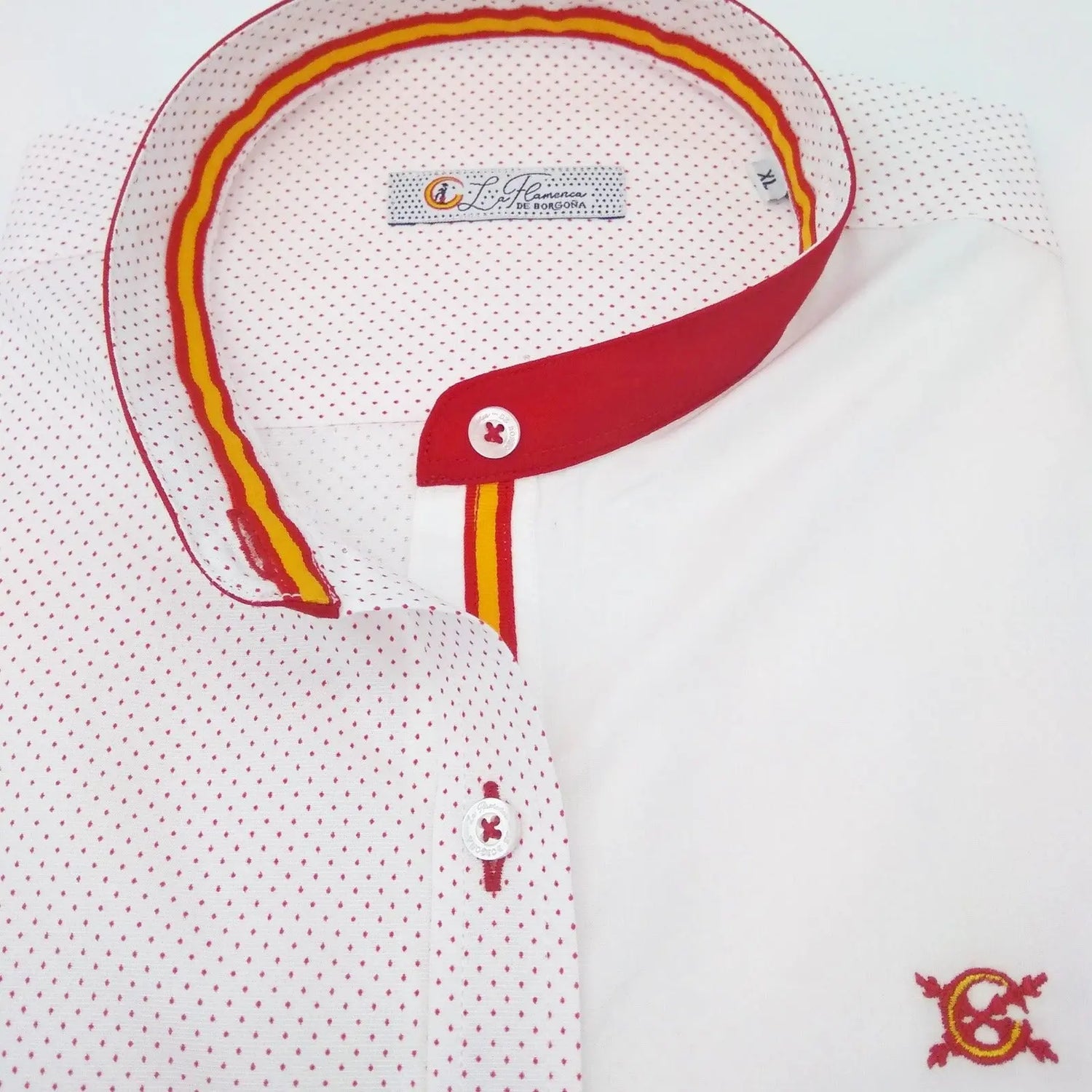 Camisa de España La Flamenca de Borgoña, Bandera de España, Cruz de Borgoña, Patricia Muñoz, VOX, Santiago Abascal 