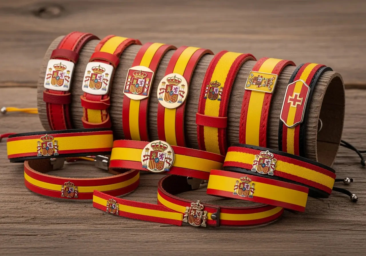 Descubre-nuestra-Colección-de-Pulseras-de-España La Flamenca de Borgoña Bandera España