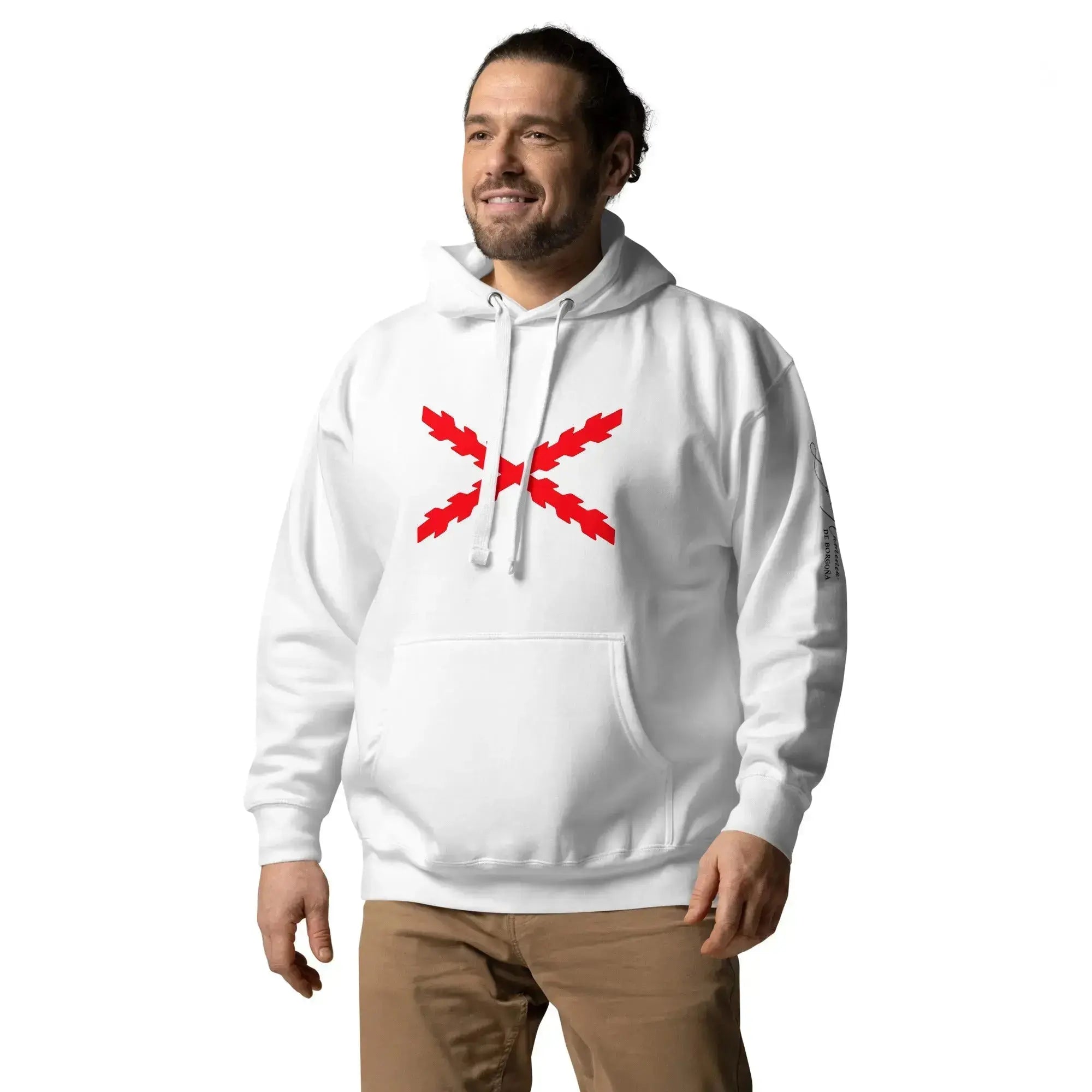 Comprar Sudadera-Bandera-España La Flamenca de Borgoña, Bandera de España, Cruz de Borgoña, Patricia Muñoz, VOX, Santiago Abascal