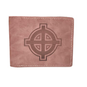 Split leather wallet Ubrique Spanish flag tricolor brown green and bullfighting seal