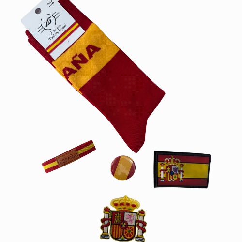 Lote 4 - Lote Bandera de España: Calcetines, Parches, Pulsera y Chapa