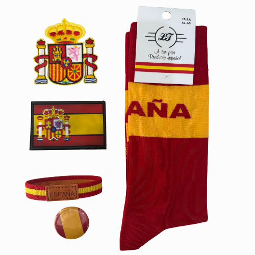 Lote 4 - Lote Bandera de España: Calcetines, Parches, Pulsera y Chapa
