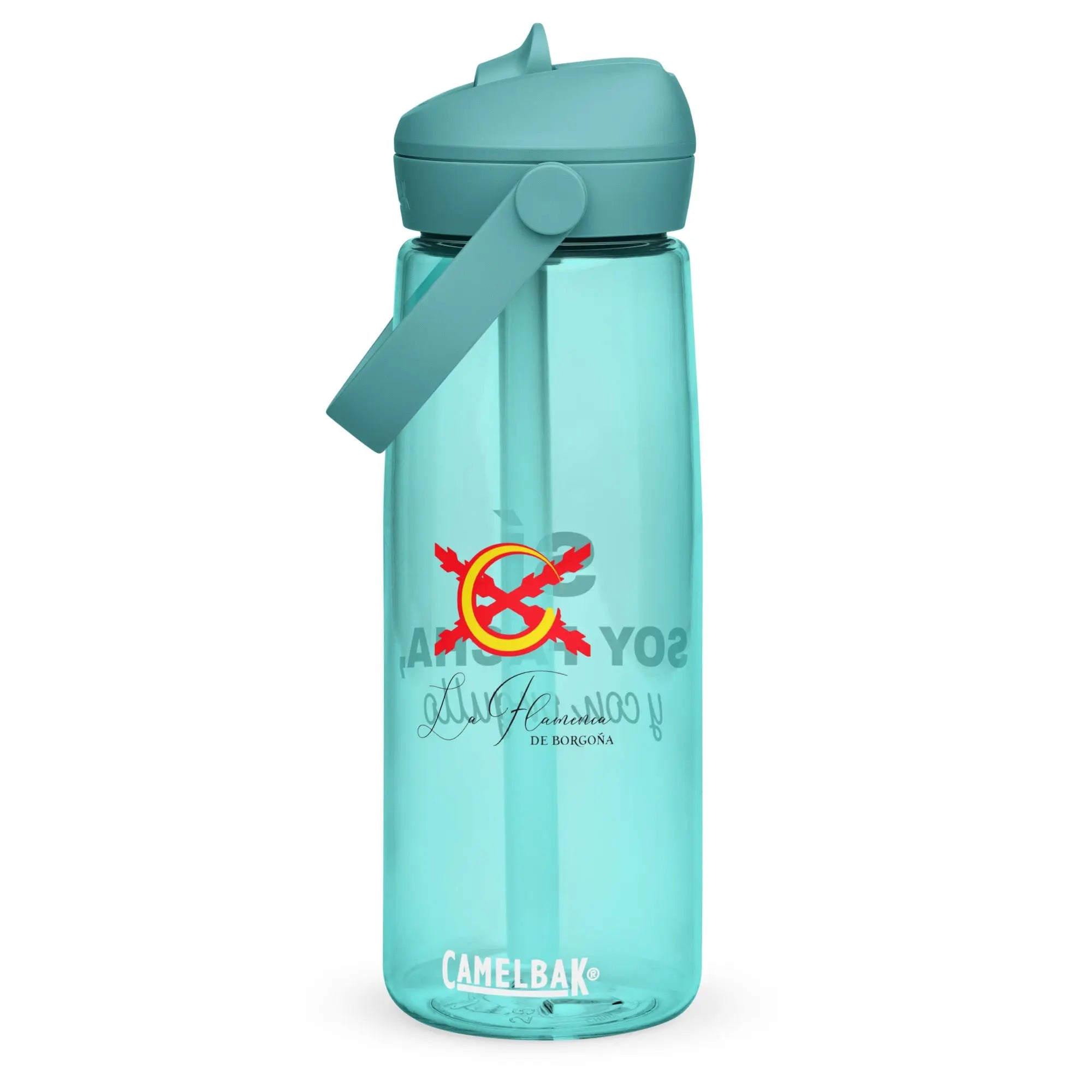 Comprar Botella de agua con tapa y pajita abatible "SÍ, Soy Facha, y con orgullo" La Flamenca de Borgoña Bandera España