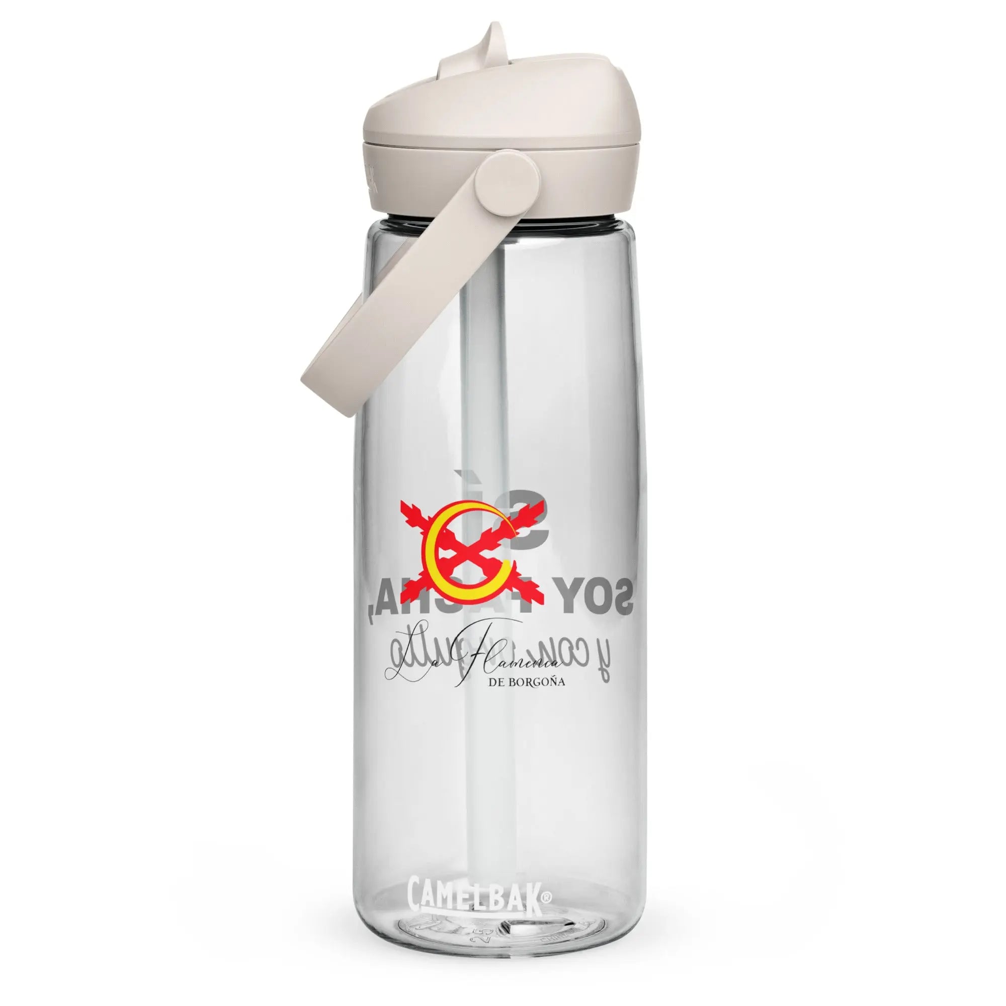 Comprar Botella de agua con tapa y pajita abatible "SÍ, Soy Facha, y con orgullo" La Flamenca de Borgoña Bandera España