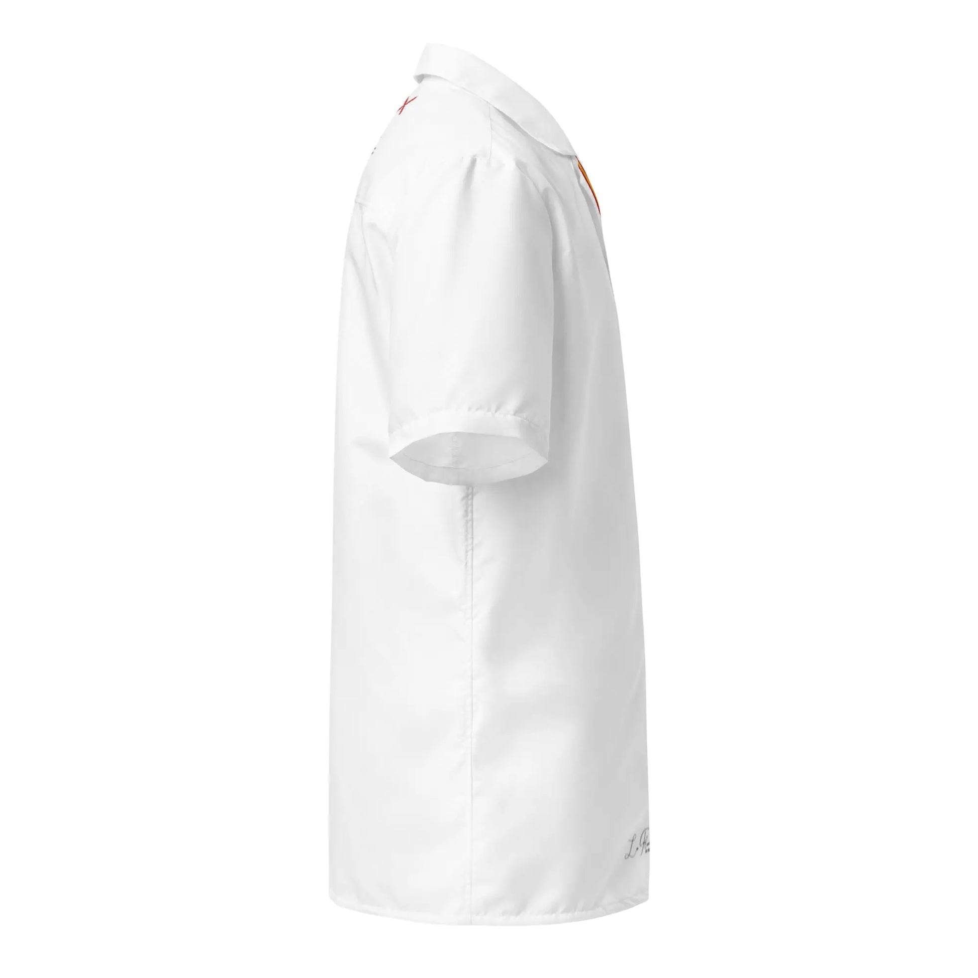 Comprar Camisa Bandera España blanca manga corta unisex Bandera España La Flamenca de Borgoña Patricia Muñoz VOX