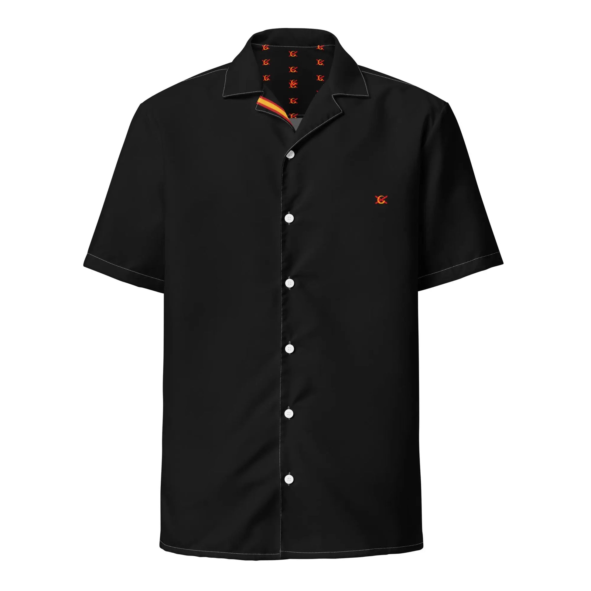 Comprar Camisa Bandera España negra manga corta unisex Bandera España La Flamenca de Borgoña Patricia Muñoz VOX