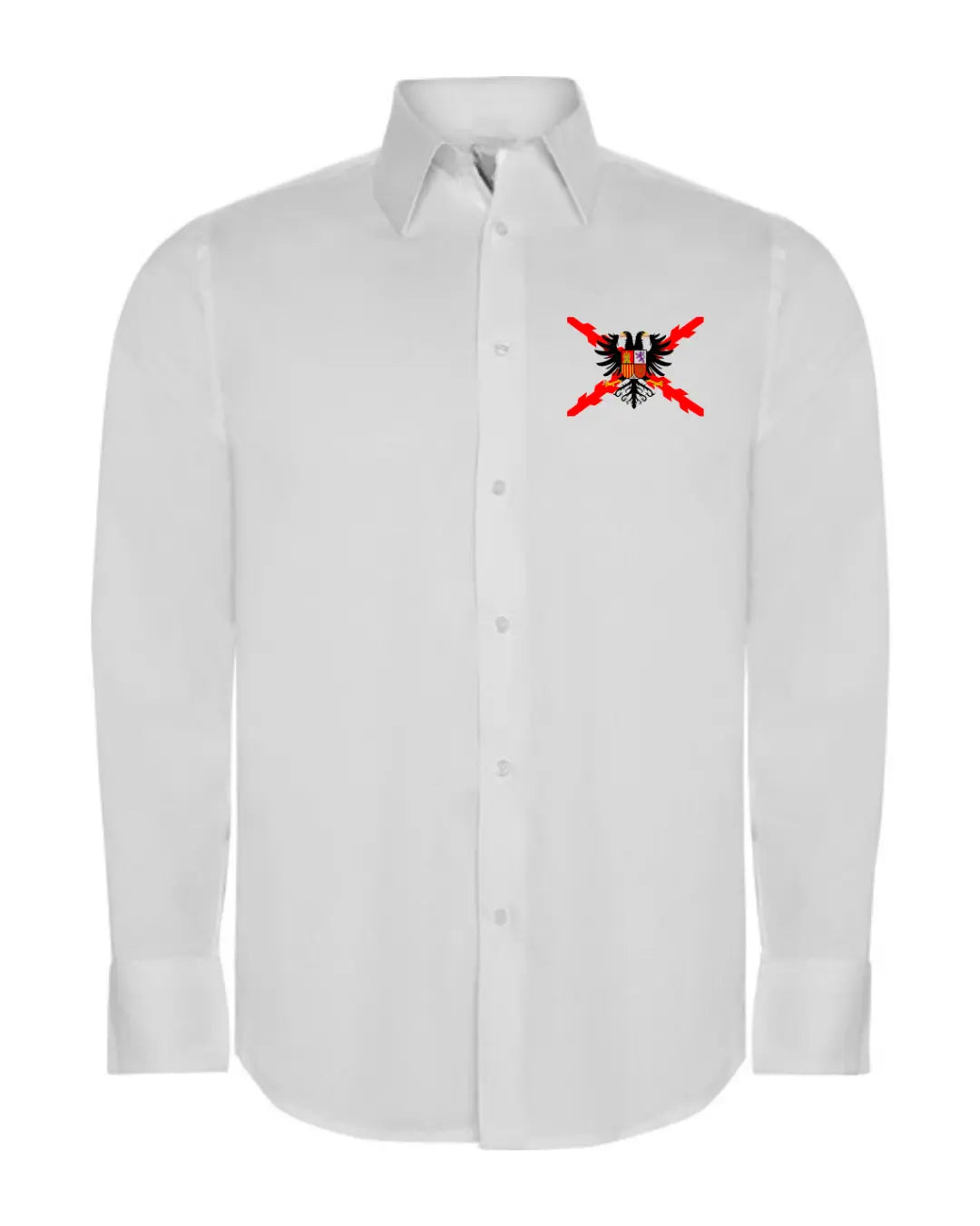 Comprar Camisa Hombre blanca Águila Bicéfala imperial sobre Cruz de Borgoña La Flamenca de Borgoña Bandera España