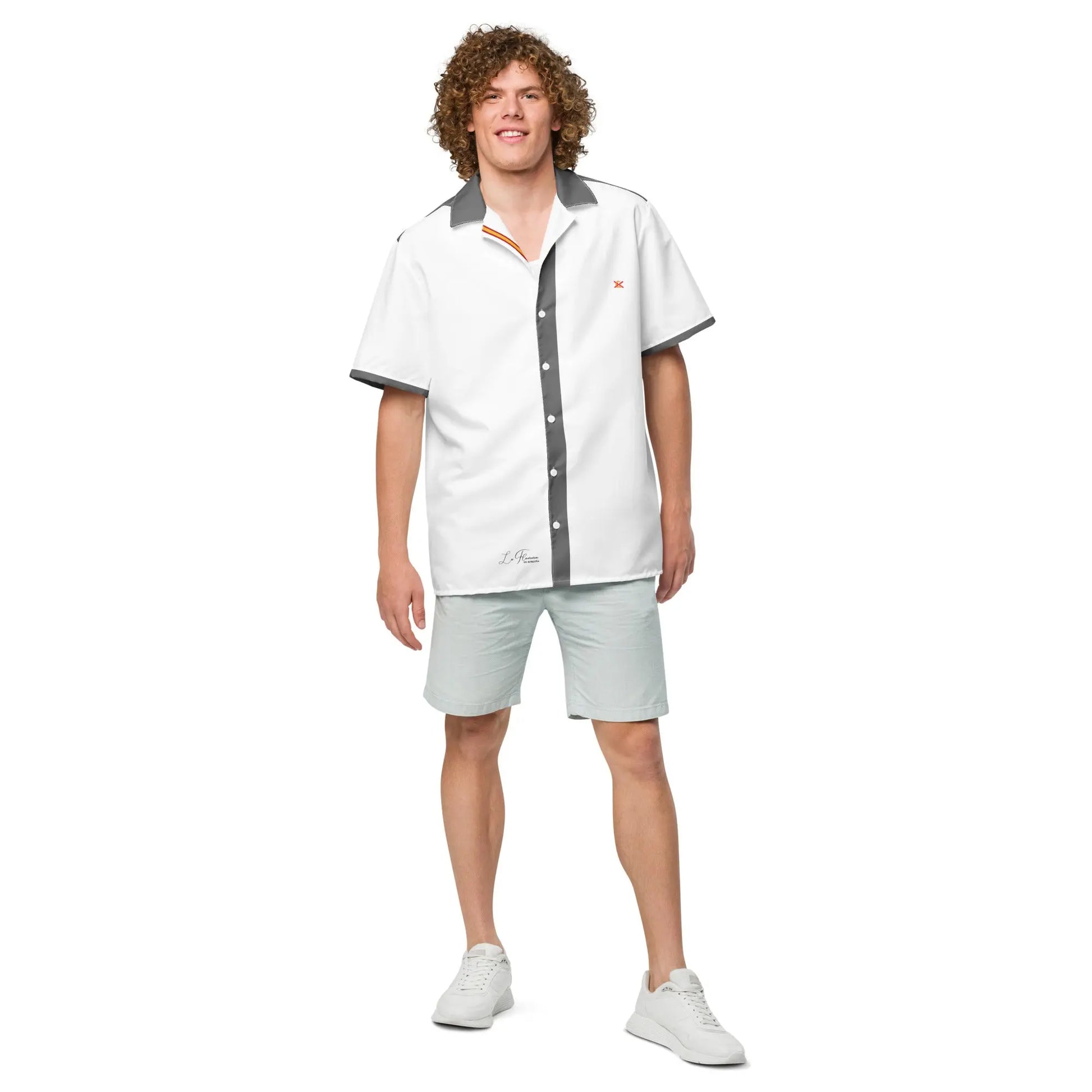 Comprar Camisa de España blanca y gris manga corta unisex Bandera España La Flamenca de Borgoña Patricia Muñoz VOX