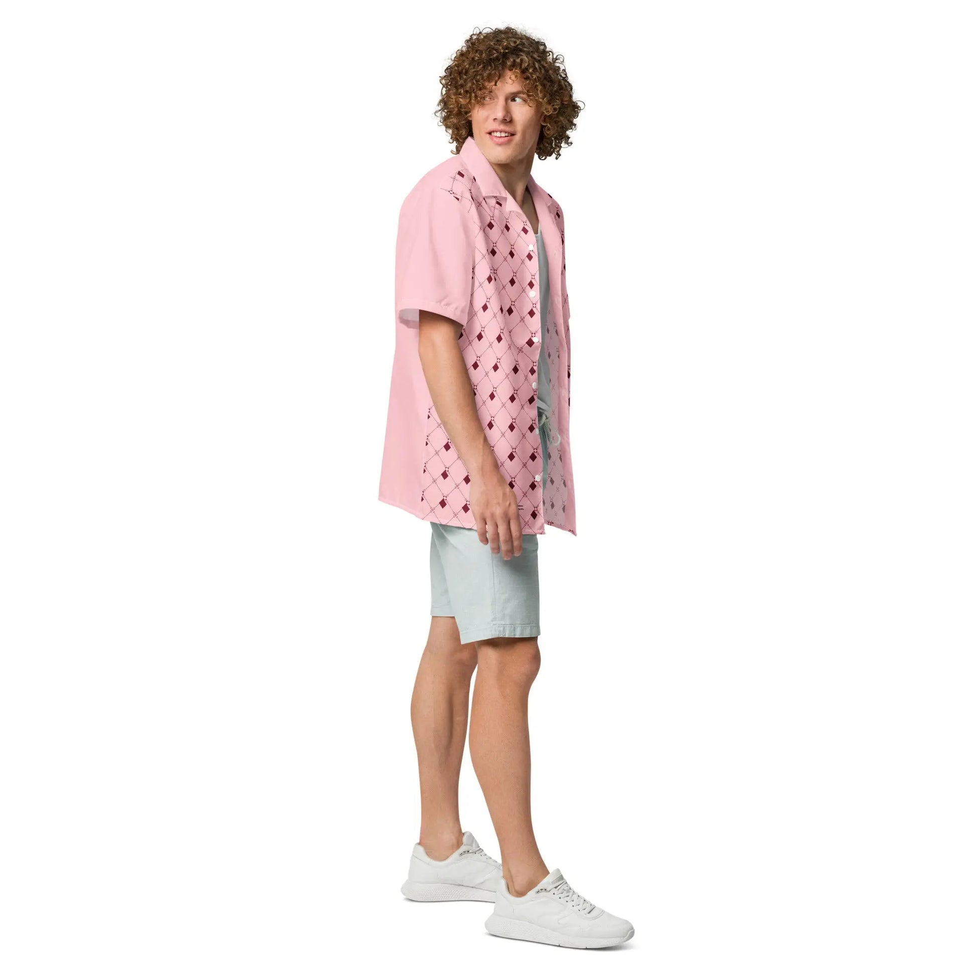 Comprar Camisa rosa geométrica manga corta unisex Bandera España La Flamenca de Borgoña Patricia Muñoz VOX