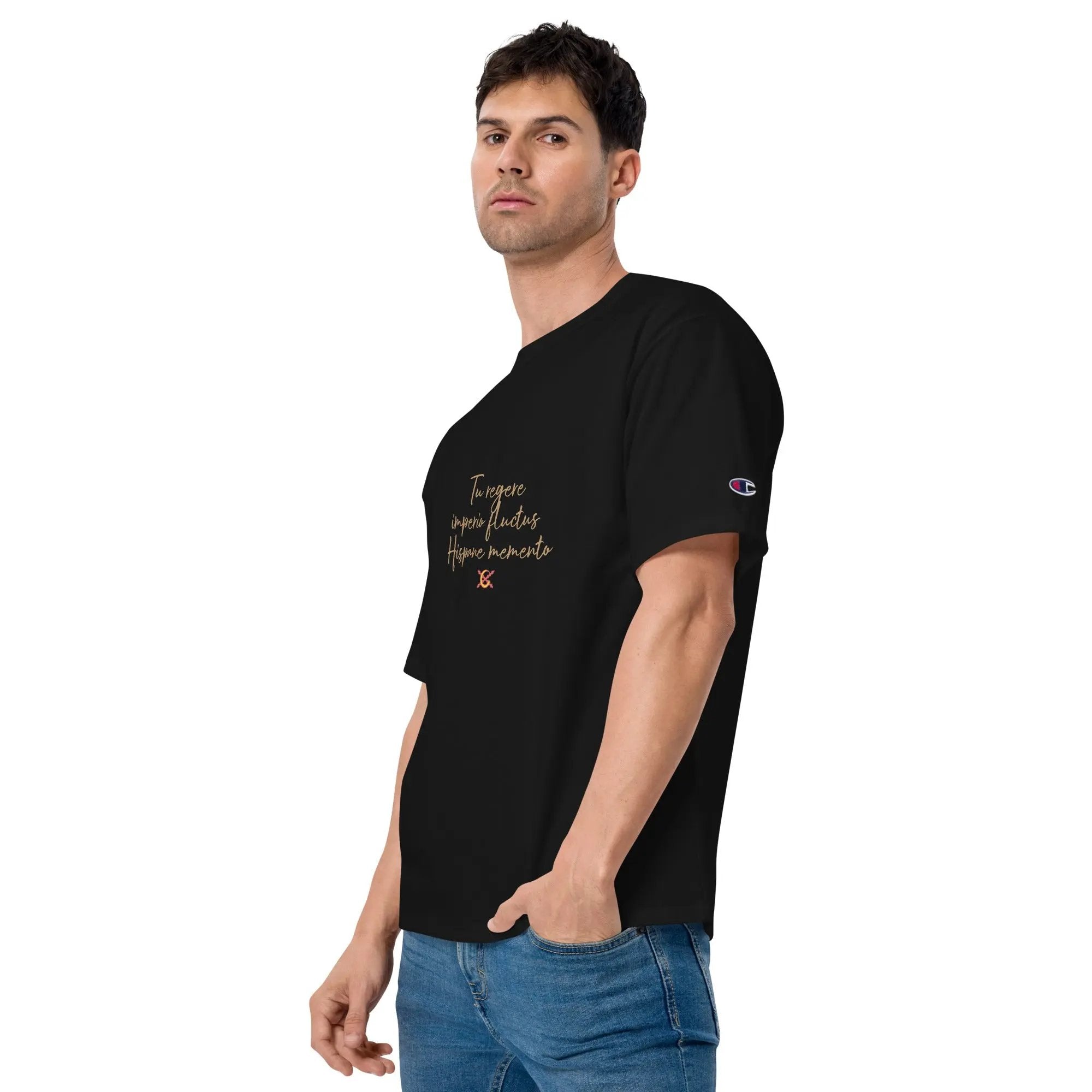 Comprar Camiseta Champion hombre "Tu regere imperio fluctus Hispane Memento" La Flamenca de Borgoña Bandera España