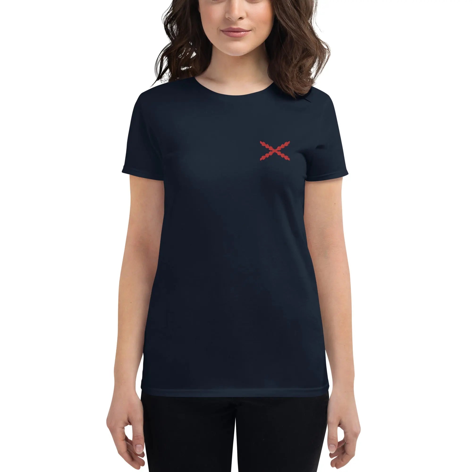 Comprar Camiseta Cruz de Borgoña bordada Mujer Manga corta Bandera España La Flamenca de Borgoña Patricia Muñoz VOX