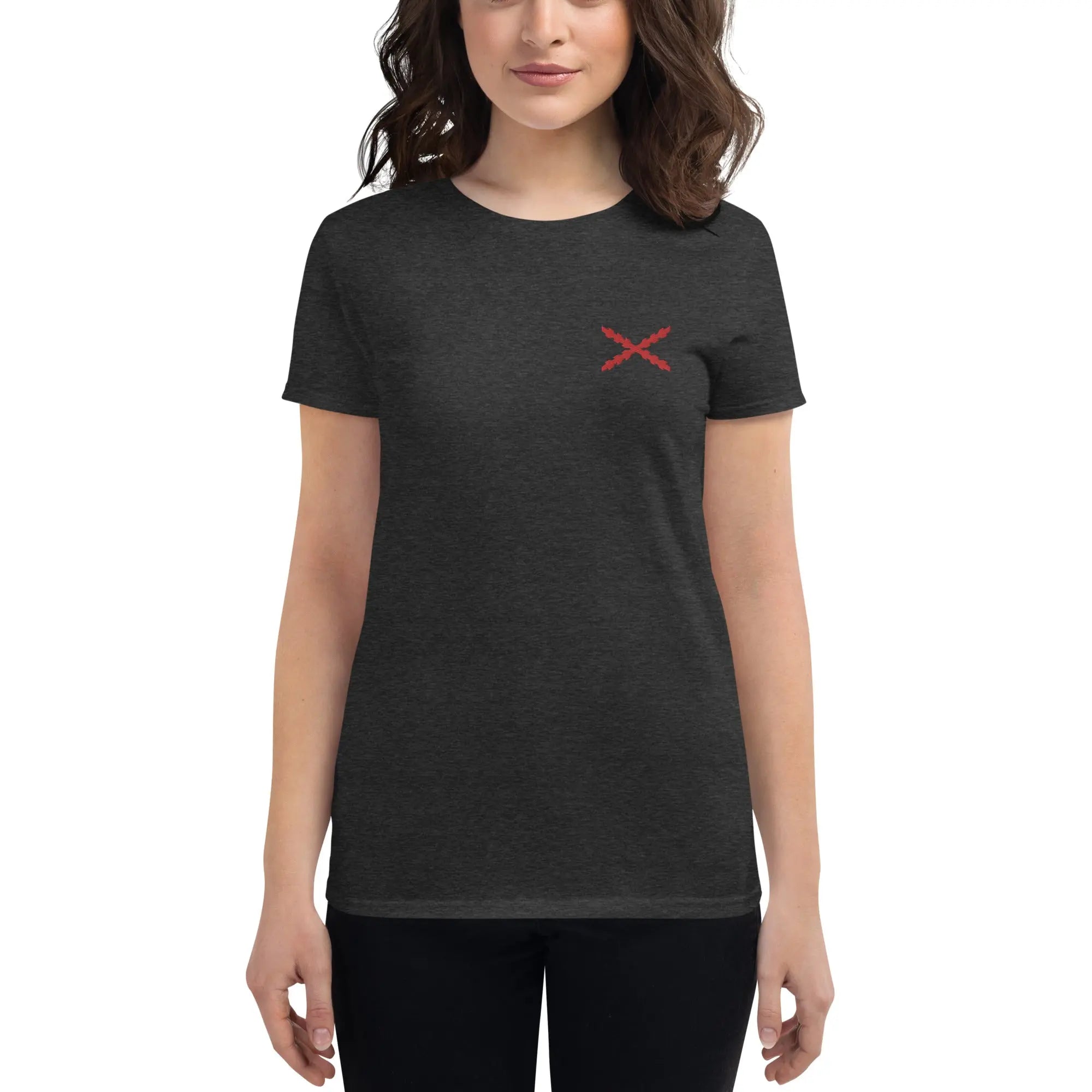 Comprar Camiseta Cruz de Borgoña bordada Mujer Manga corta Bandera España La Flamenca de Borgoña Patricia Muñoz VOX