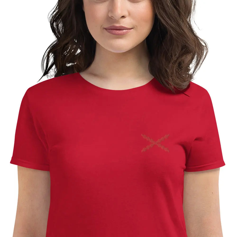 Comprar Camiseta Cruz de Borgoña bordada Mujer Manga corta Bandera España La Flamenca de Borgoña Patricia Muñoz VOX
