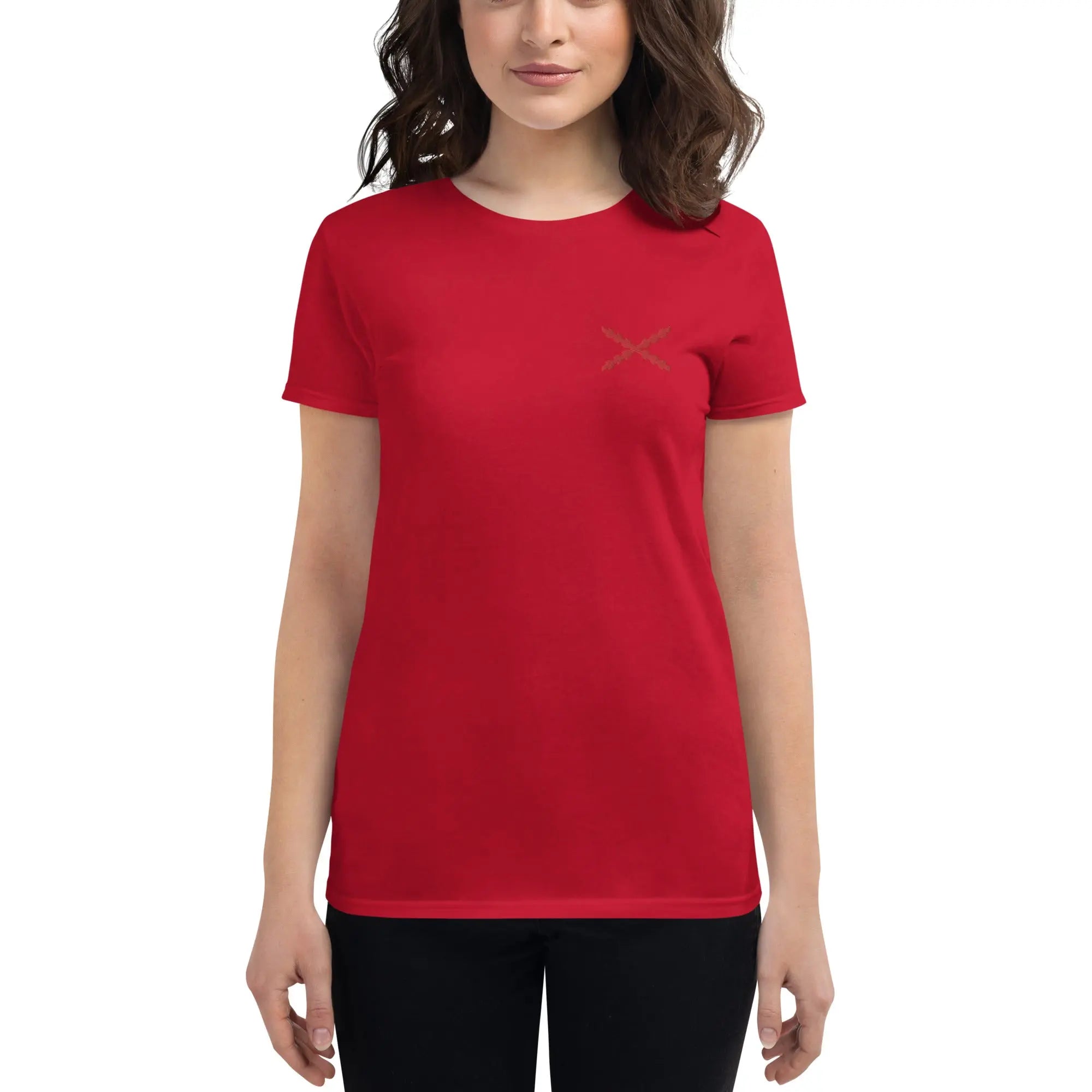Comprar Camiseta Cruz de Borgoña bordada Mujer Manga corta Bandera España La Flamenca de Borgoña Patricia Muñoz VOX