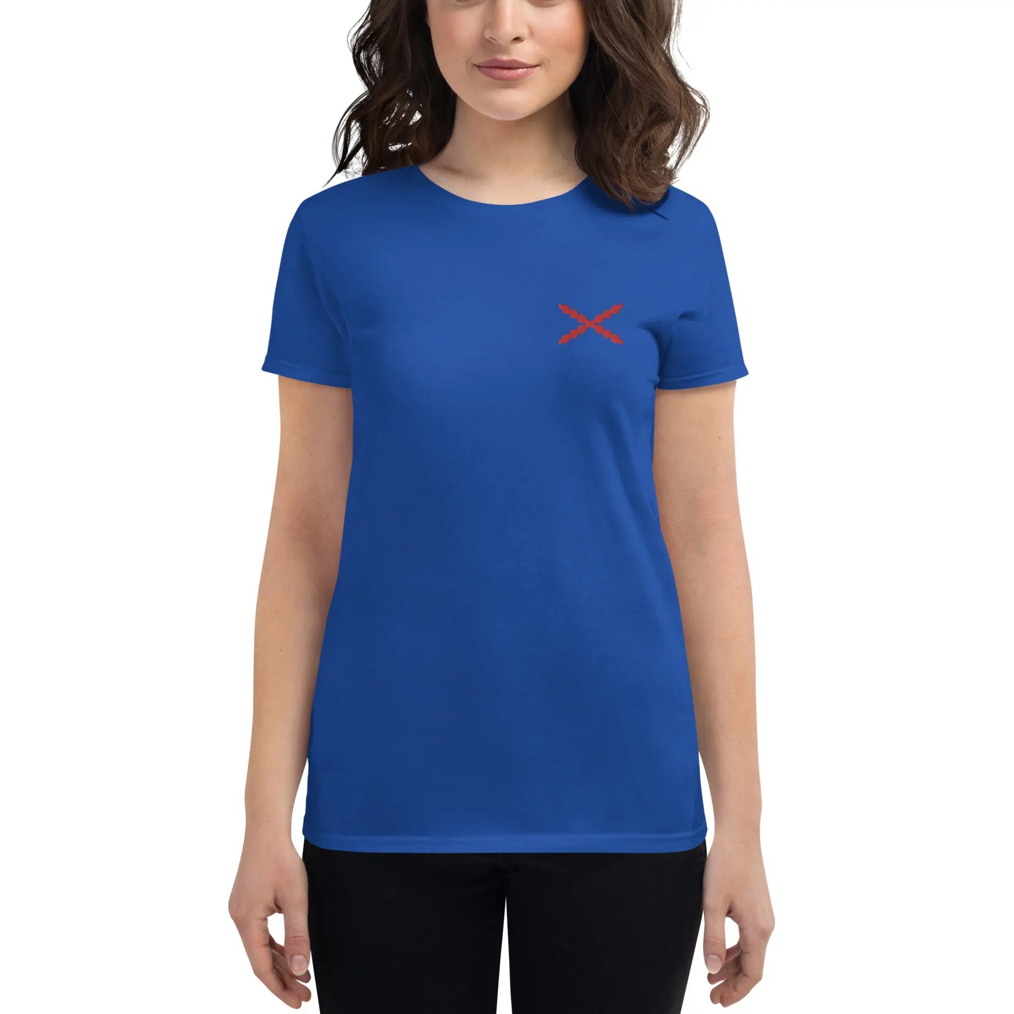 Comprar Camiseta Cruz de Borgoña bordada Mujer Manga corta Bandera España La Flamenca de Borgoña Patricia Muñoz VOX