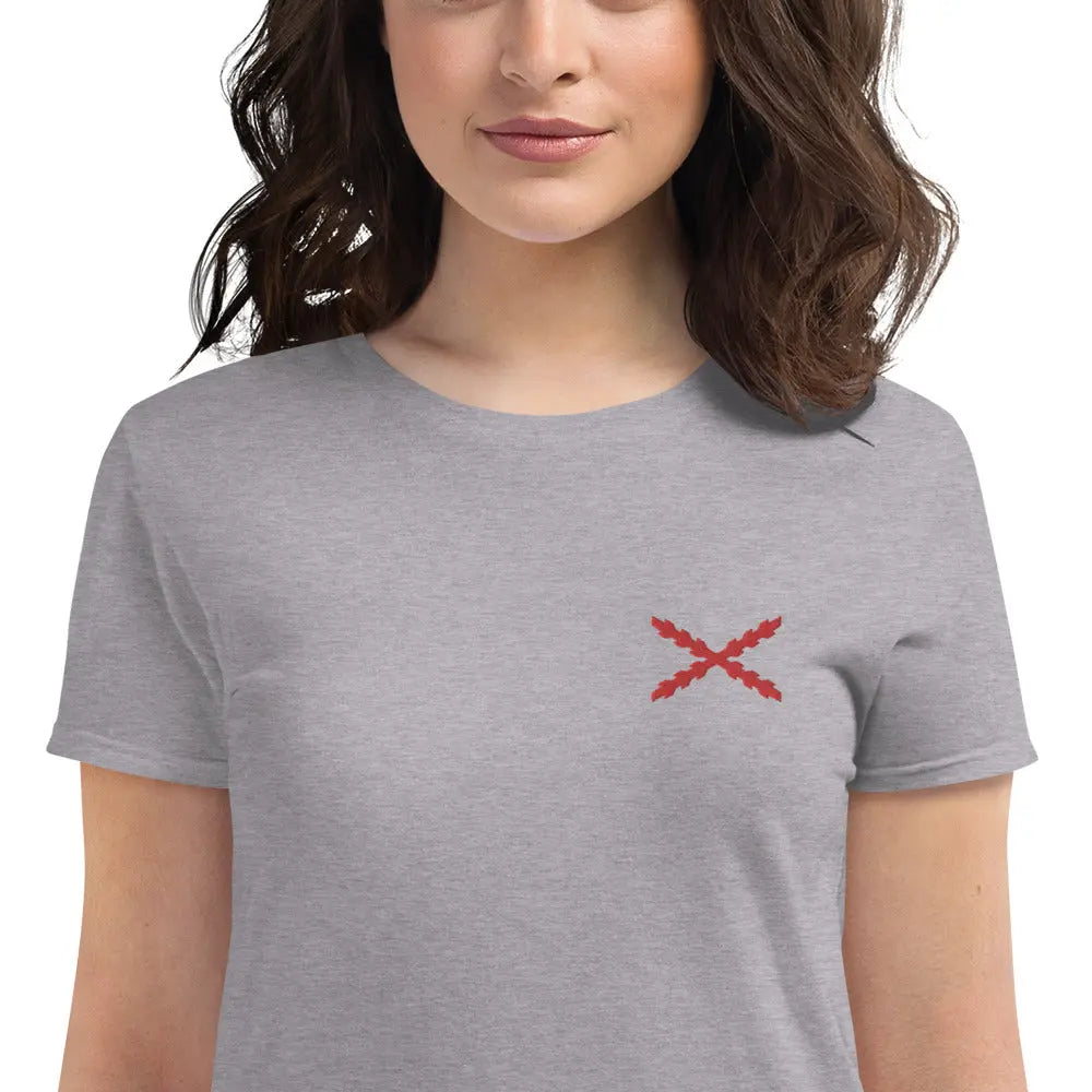 Comprar Camiseta Cruz de Borgoña bordada Mujer Manga corta Bandera España La Flamenca de Borgoña Patricia Muñoz VOX
