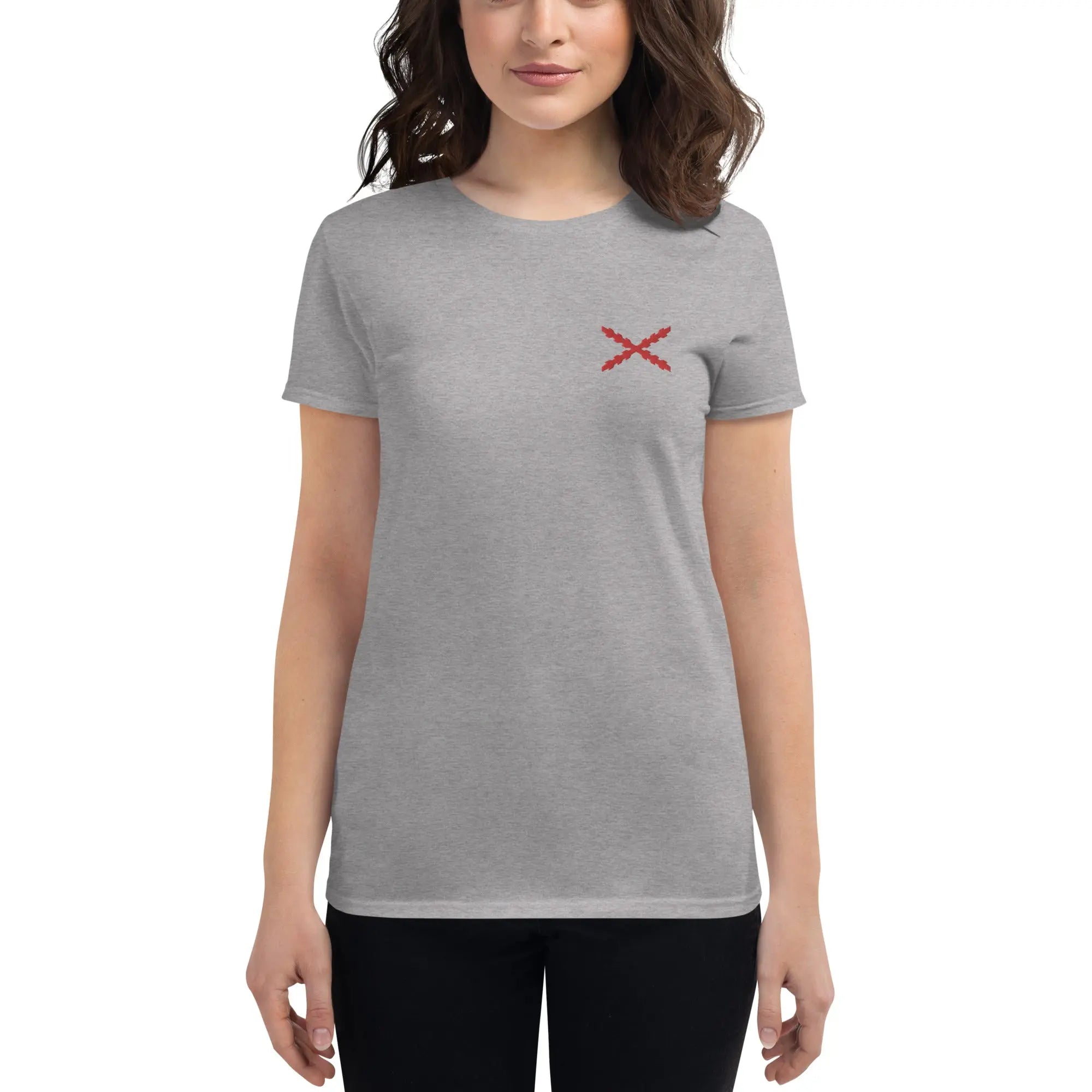 Comprar Camiseta Cruz de Borgoña bordada Mujer Manga corta Bandera España La Flamenca de Borgoña Patricia Muñoz VOX