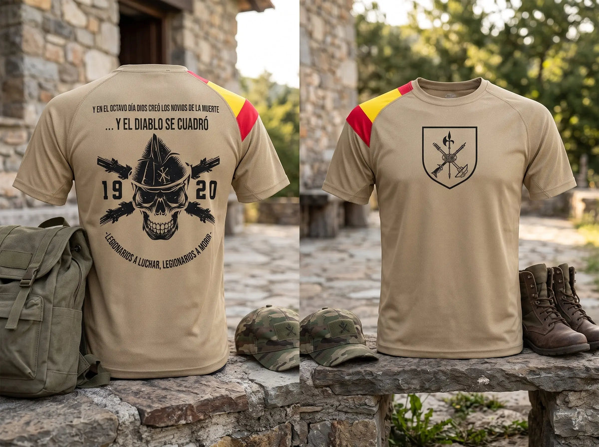 Comprar Camiseta técnica de la Legión Española «1920» · Color arena La Flamenca de Borgoña Bandera España