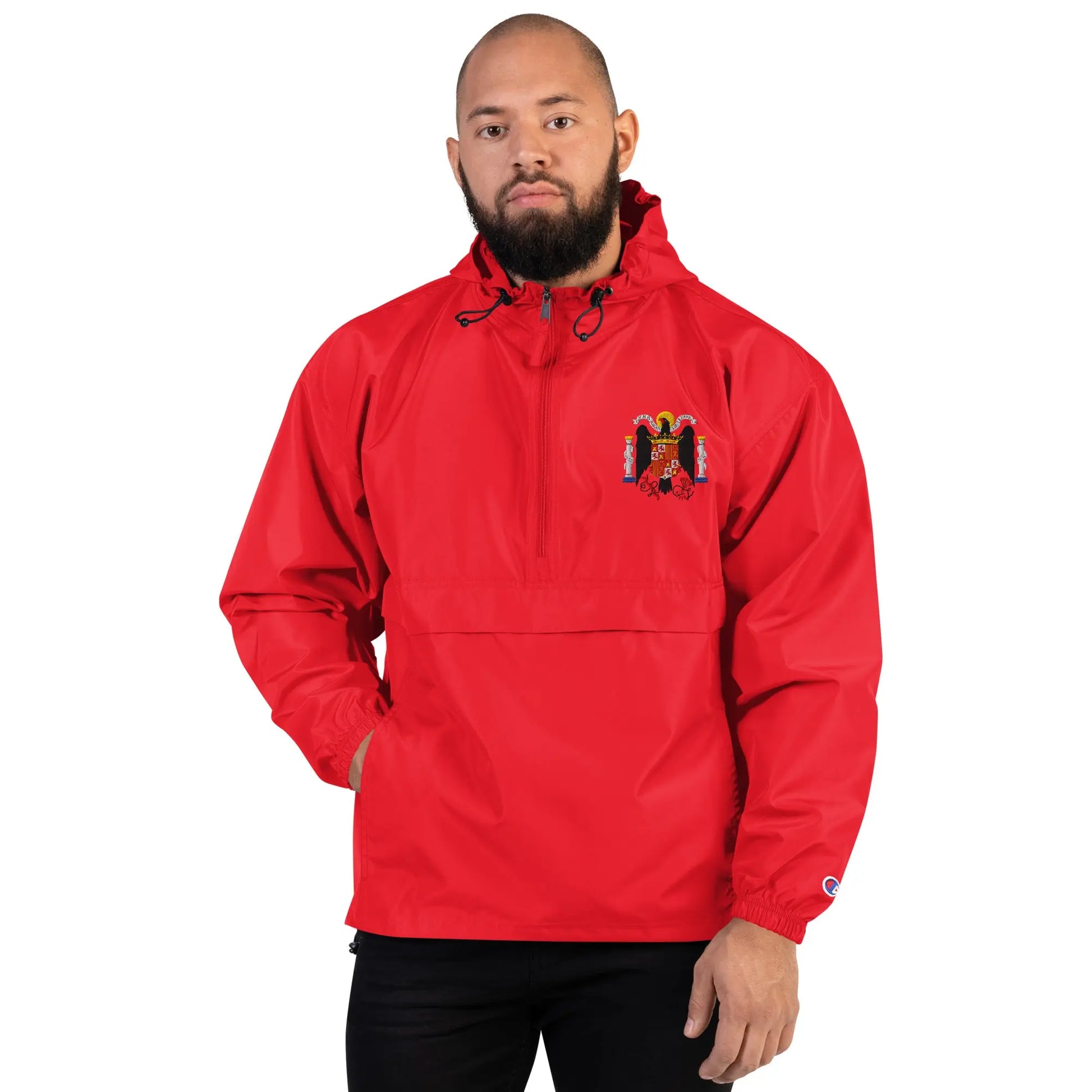 Comprar Chaqueta unisex Águila de San Juan bordada plegable Champion La Flamenca de Borgoña Bandera España