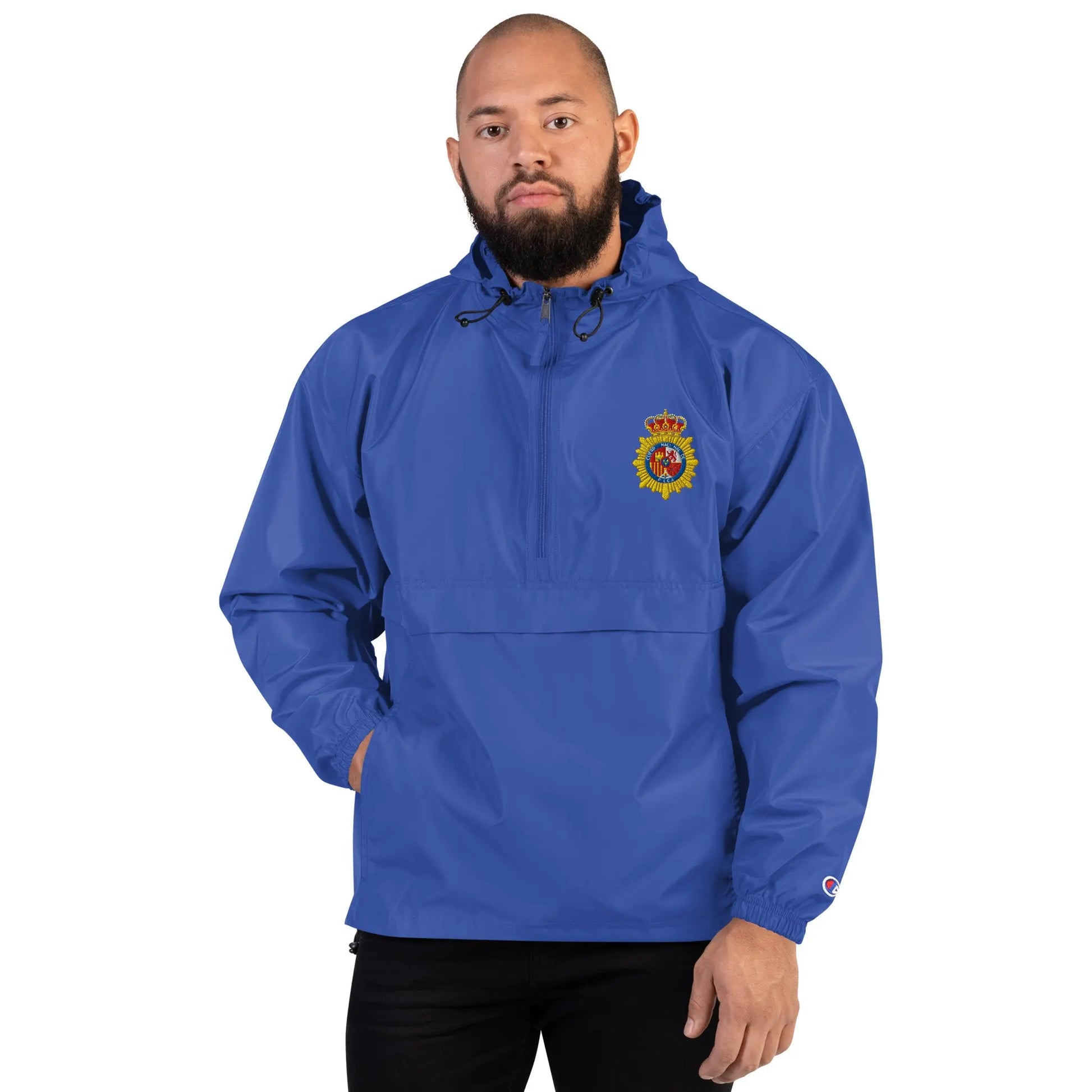 Comprar Chaqueta unisex Policía Nacional bordada plegable Champion La Flamenca de Borgoña Bandera España