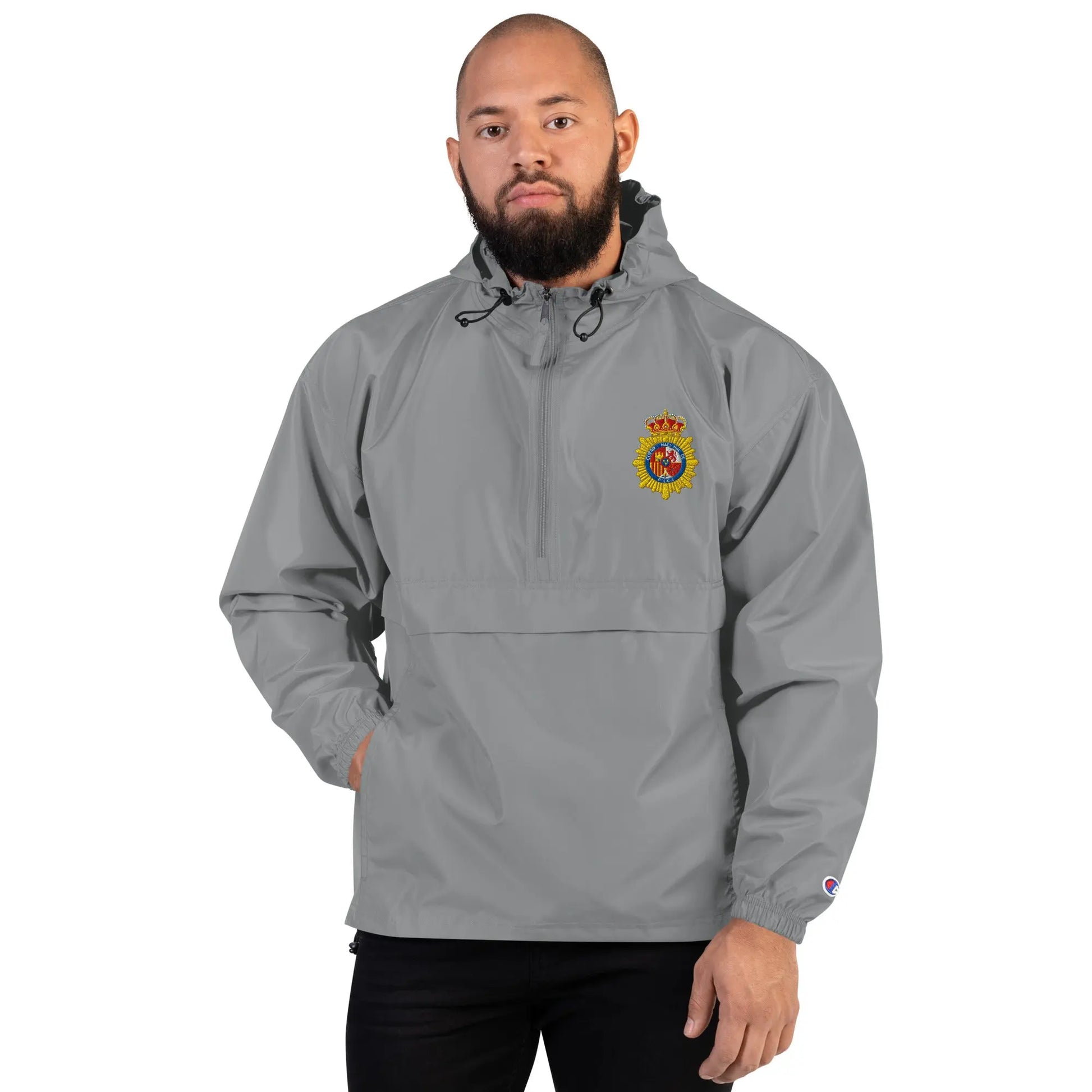 Comprar Chaqueta unisex Policía Nacional bordada plegable Champion La Flamenca de Borgoña Bandera España