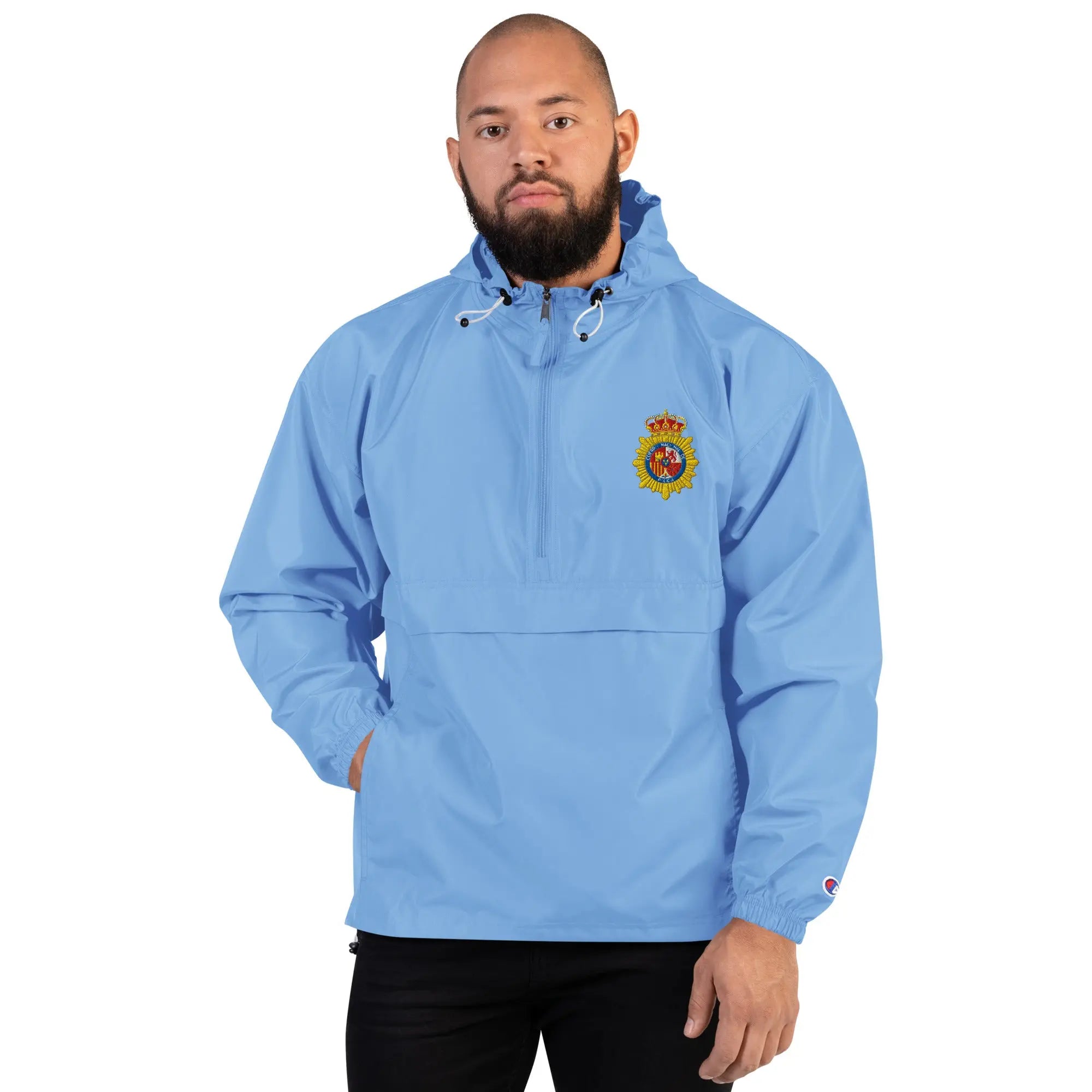 Comprar Chaqueta unisex Policía Nacional bordada plegable Champion La Flamenca de Borgoña Bandera España