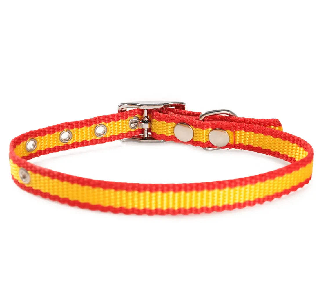 Comprar Collar Perro Nylon Bandera España ancho 1,5 cm La Flamenca de Borgoña Bandera España