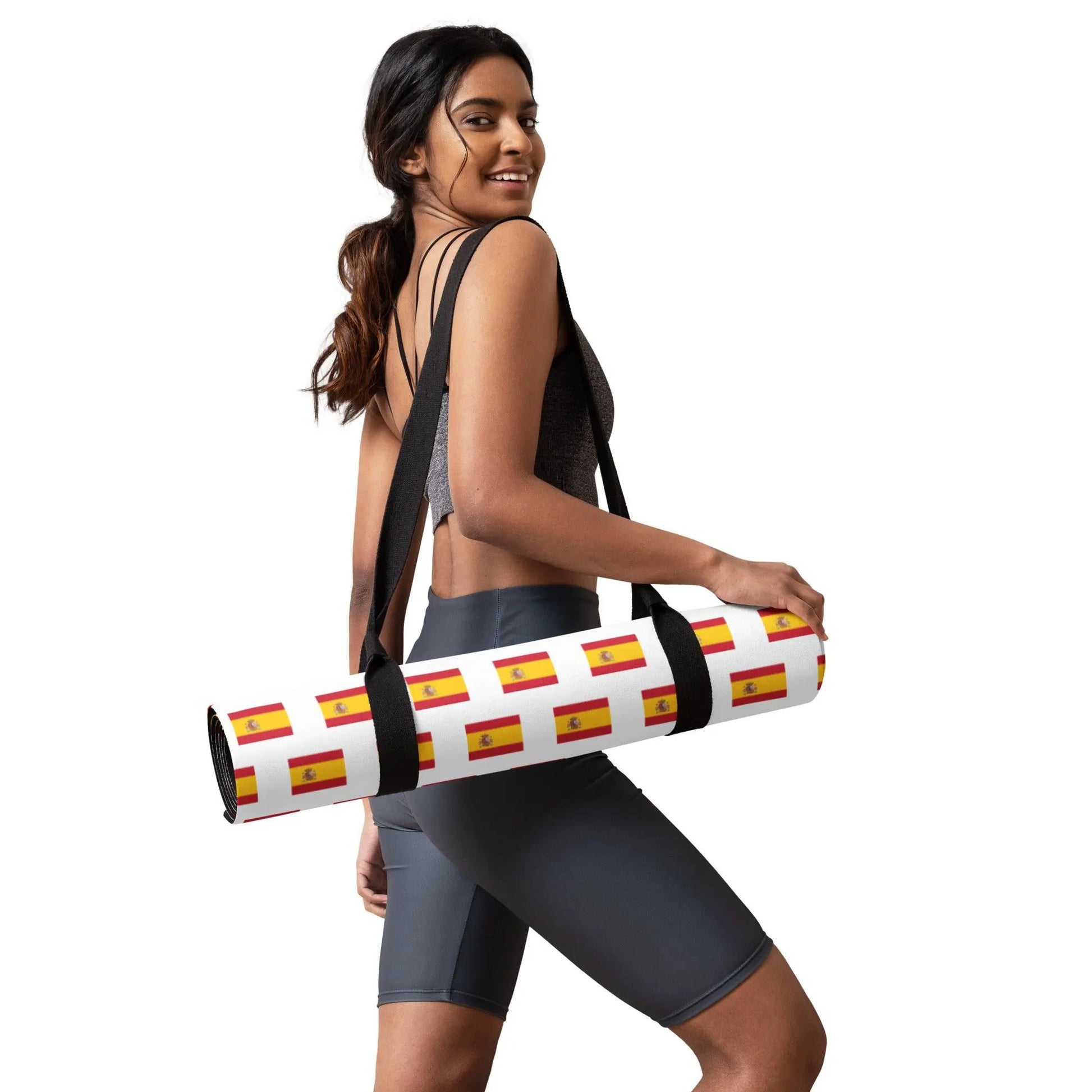Comprar Esterilla de yoga Bandera España mosaico fondo blanco La Flamenca de Borgoña Bandera España