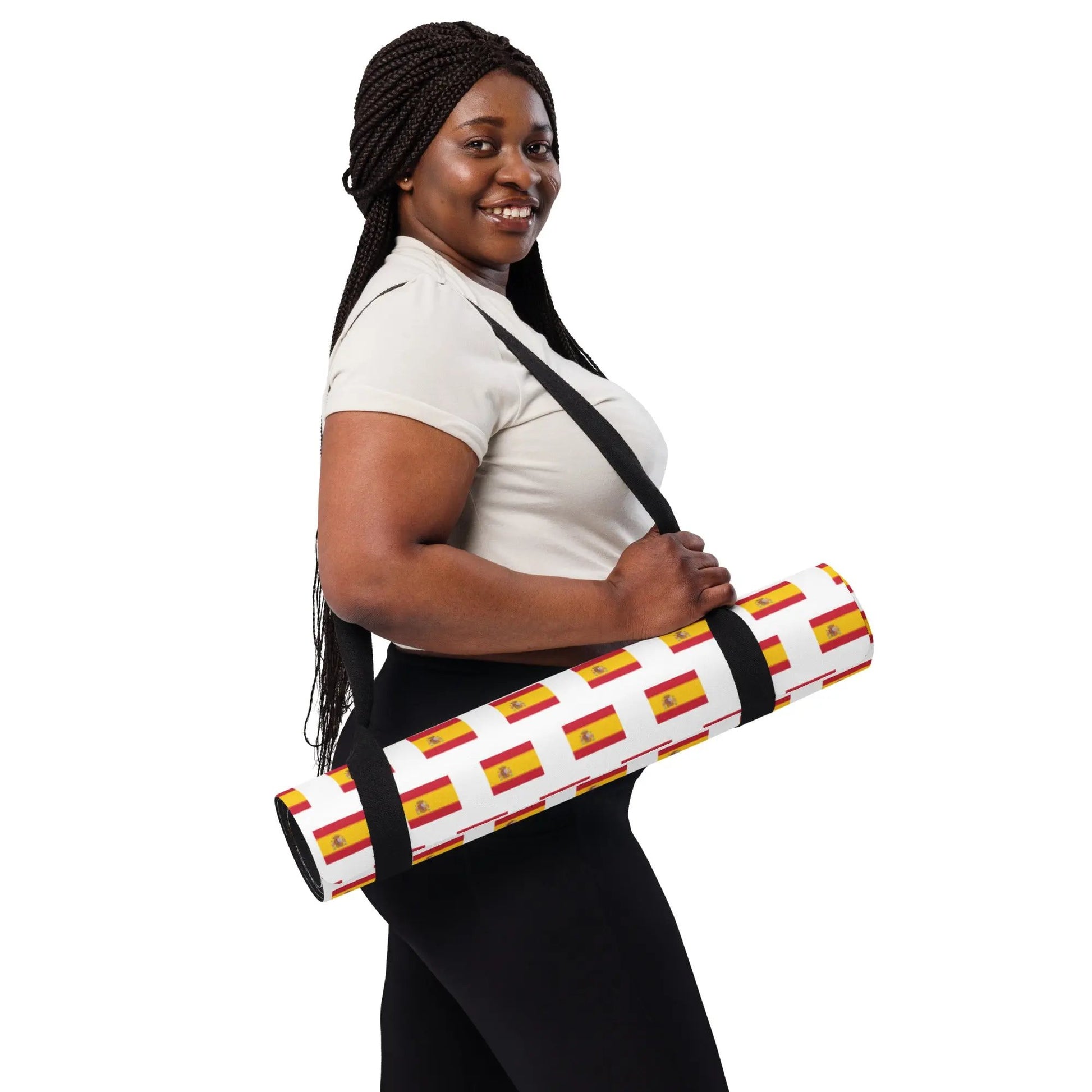 Comprar Esterilla de yoga Bandera España mosaico fondo blanco La Flamenca de Borgoña Bandera España