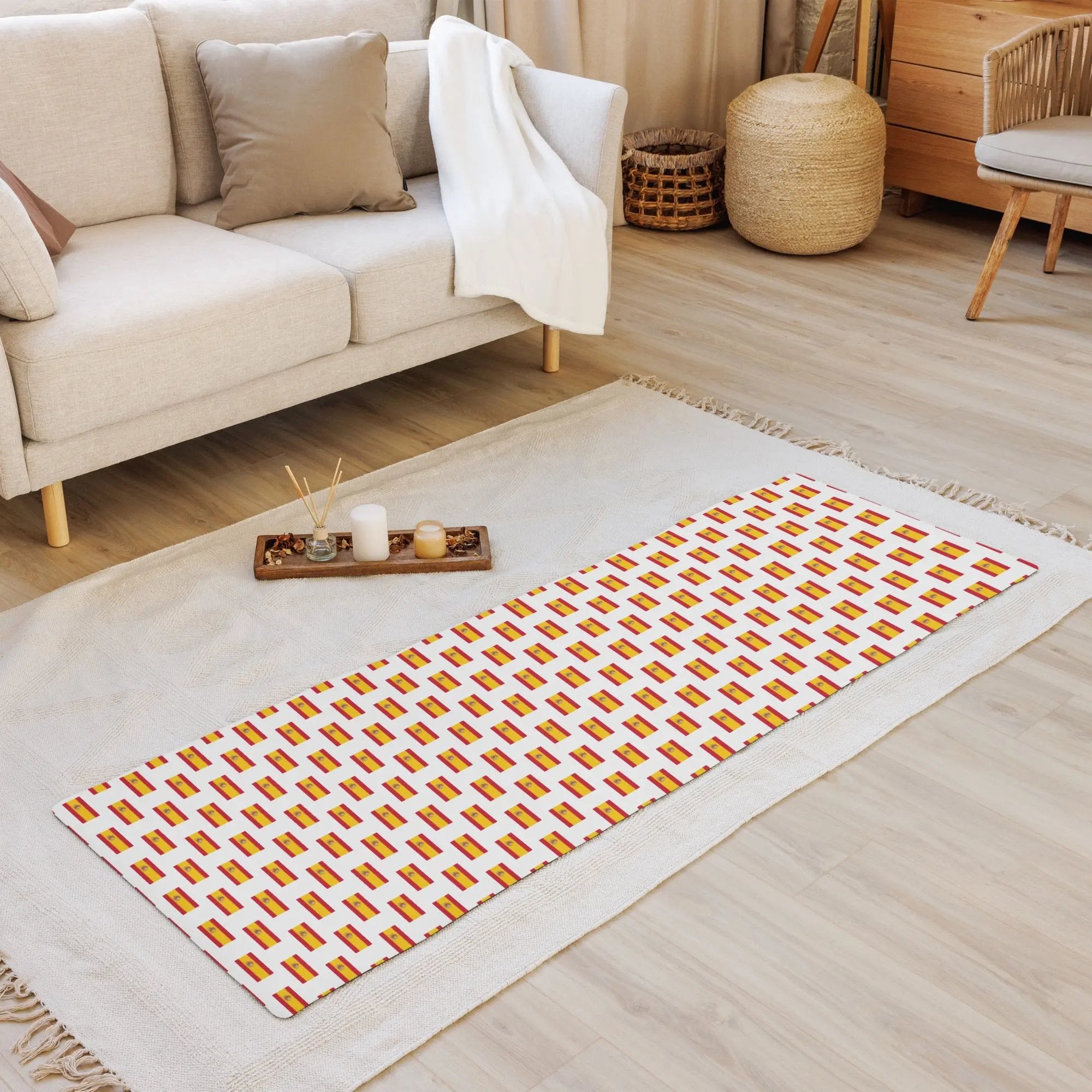 Comprar Esterilla de yoga Bandera España mosaico fondo blanco La Flamenca de Borgoña Bandera España
