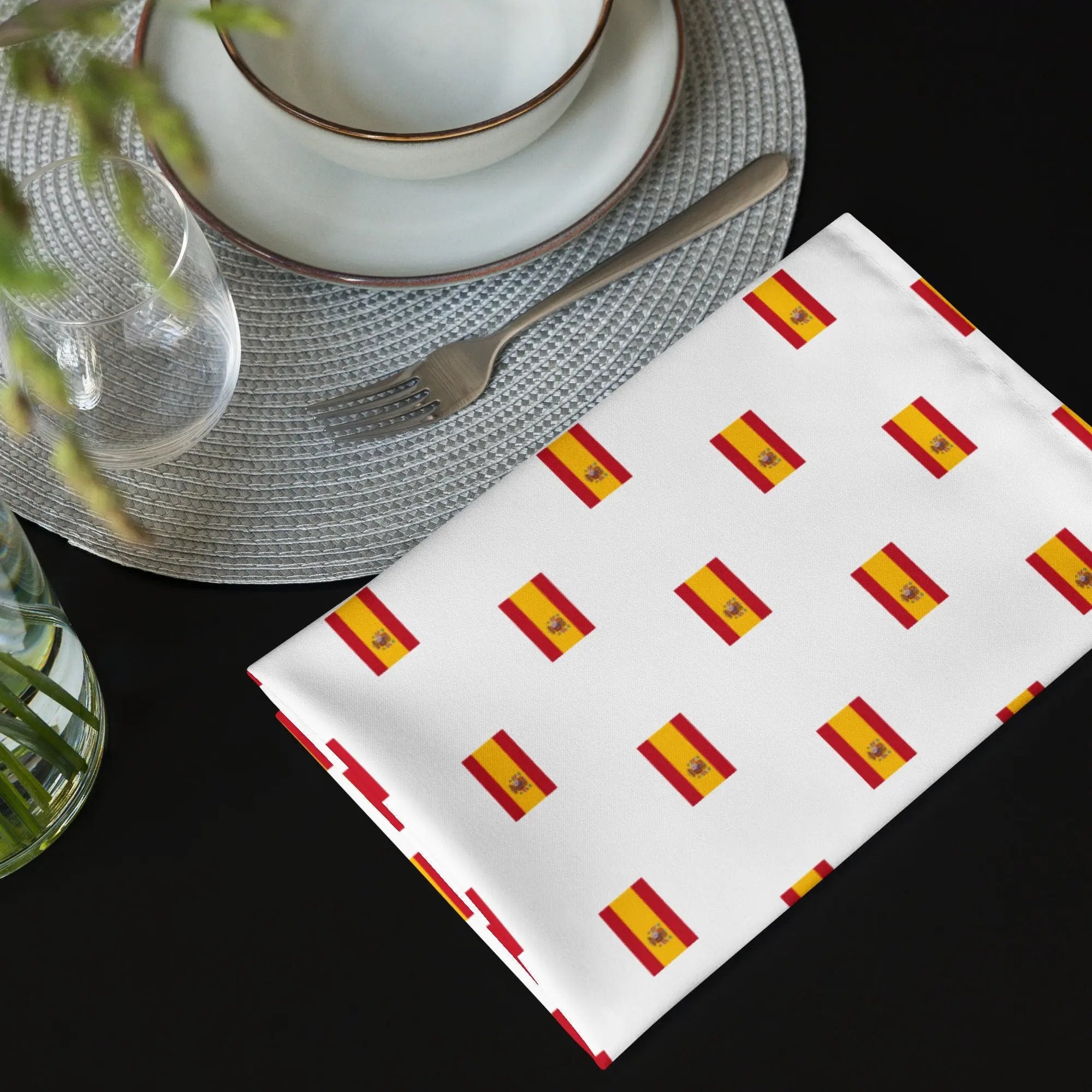 Comprar Juego de servilletas de tela Bandera de España blanca mosaico La Flamenca de Borgoña Bandera España
