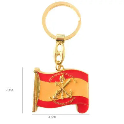 Llavero Metálico Dorado Bandera de España La Legión (4.5x3.5 cm)