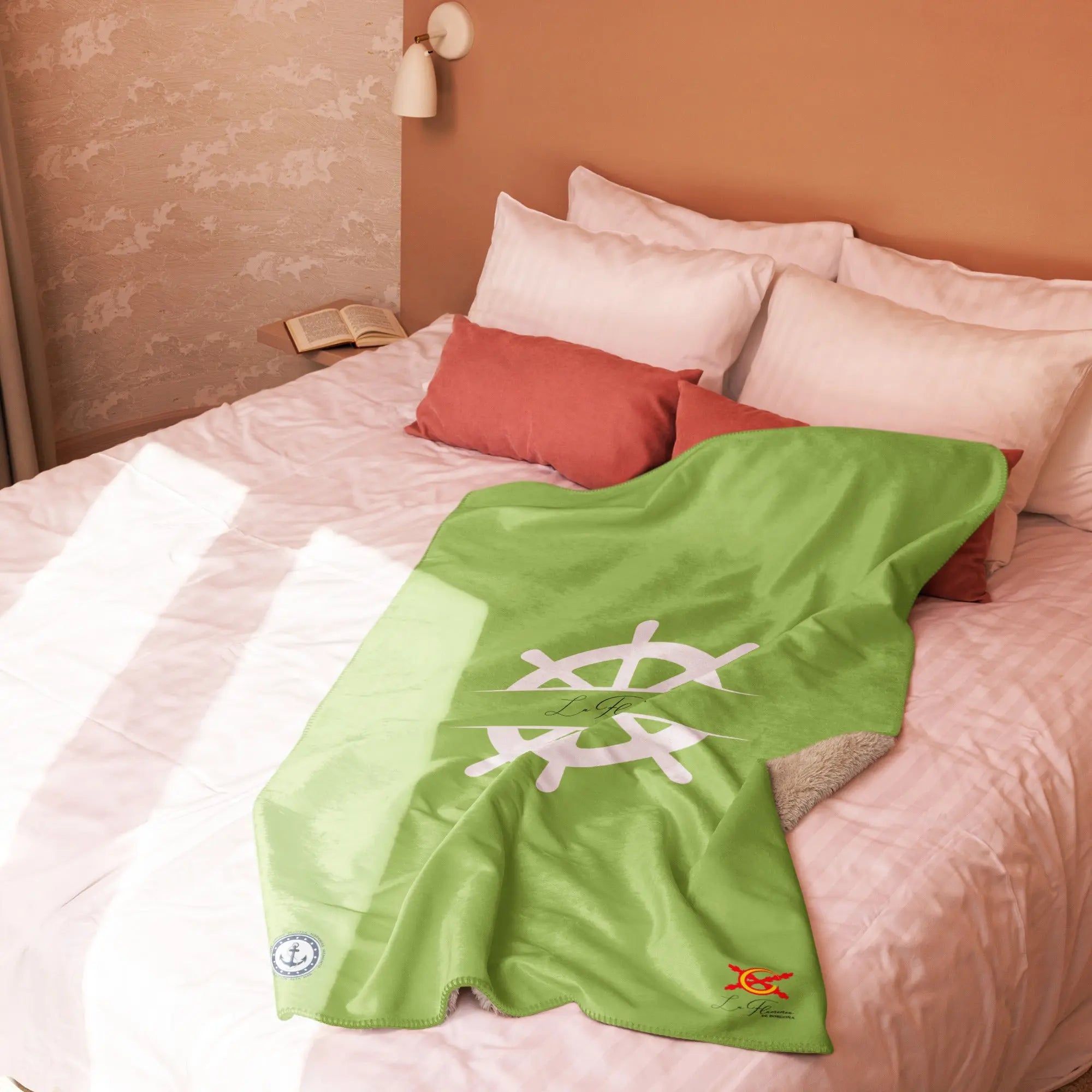 Comprar Manta sherpa Verde Pistacho Marinera La Flamenca de Borgoña, Bandera de España, Cruz de Borgoña, Patricia Muñoz, VOX, Santiago Abascal