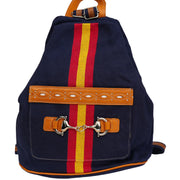 Mochila azul marino con bandera de España y adorno ecuestre
