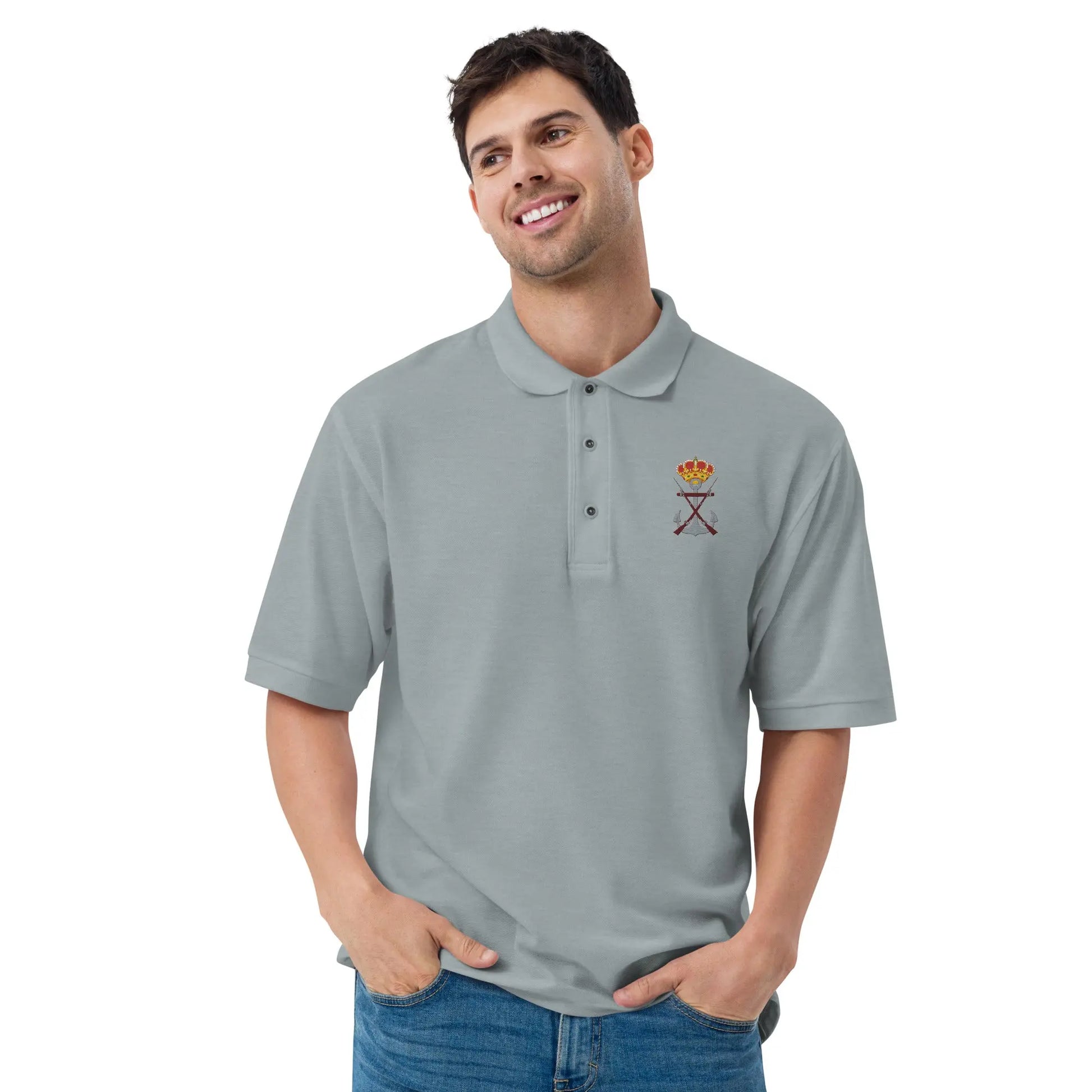 Comprar Polo para hombre premium Infantería de Marina La Flamenca de Borgoña, Bandera de España, Cruz de Borgoña, Patricia Muñoz, VOX