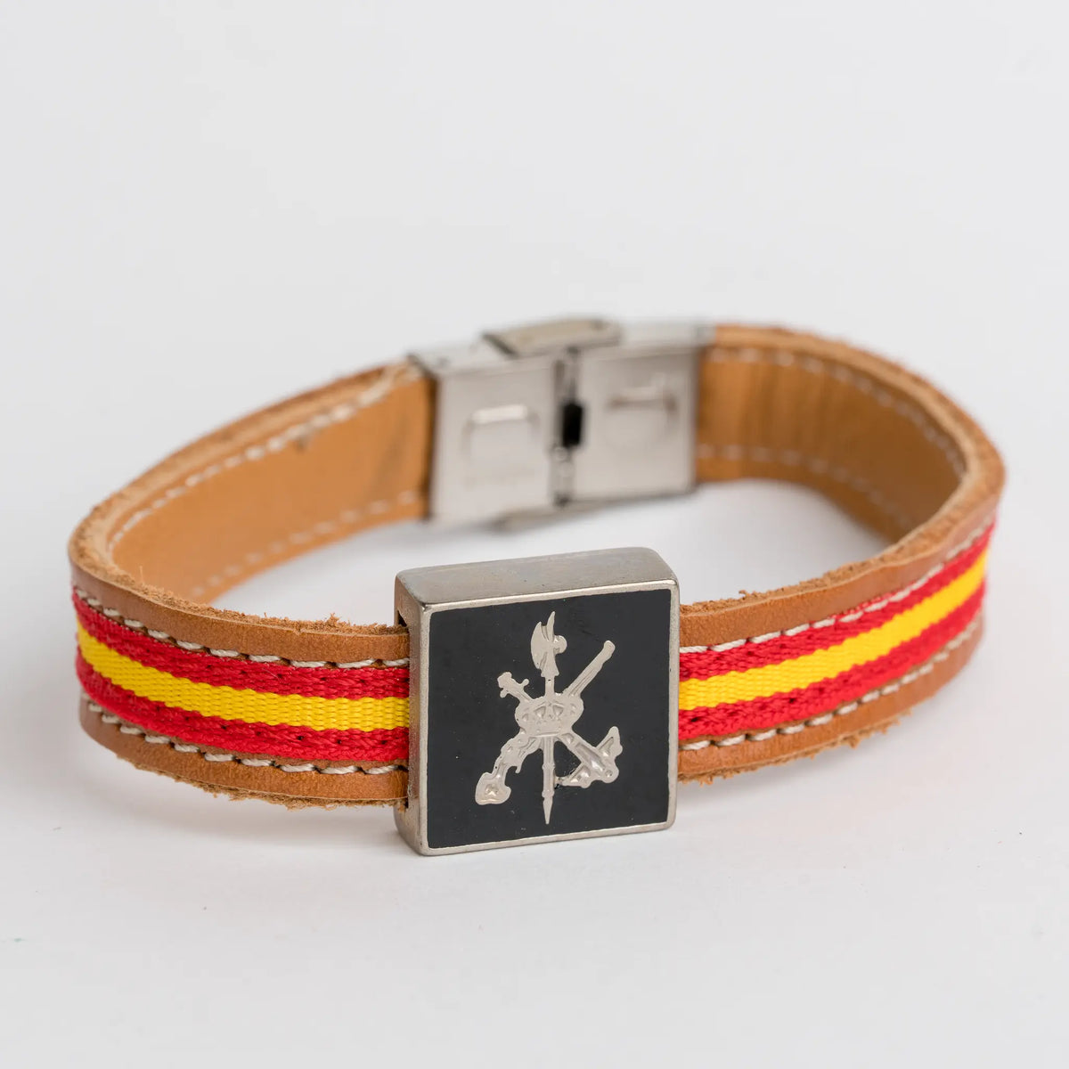 Comprar Pulsera de piel Legión Española emblema negro La Flamenca de Borgoña Bandera España