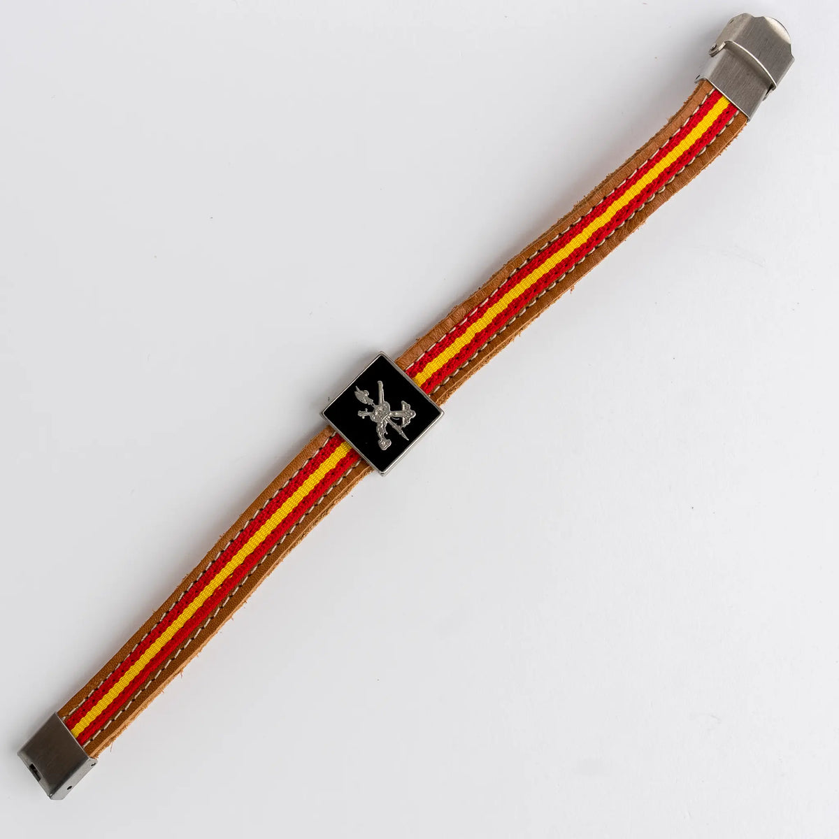 Comprar Pulsera de piel Legión Española emblema negro La Flamenca de Borgoña Bandera España