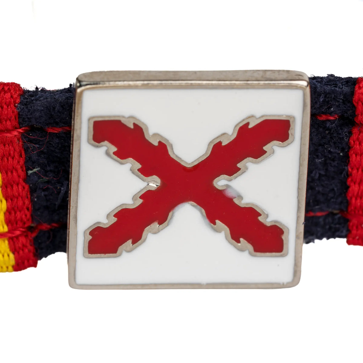 Comprar Pulsera de piel serraje azul marino con Cruz de Borgoña La Flamenca de Borgoña Bandera España
