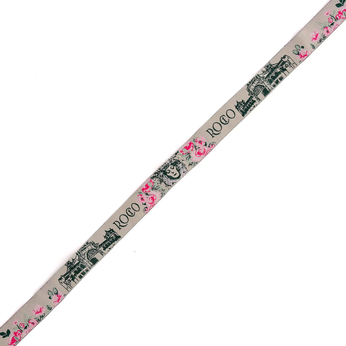 Comprar Pulsera de tela Virgen del Rocío con Flores rosas La Flamenca de Borgoña Bandera España