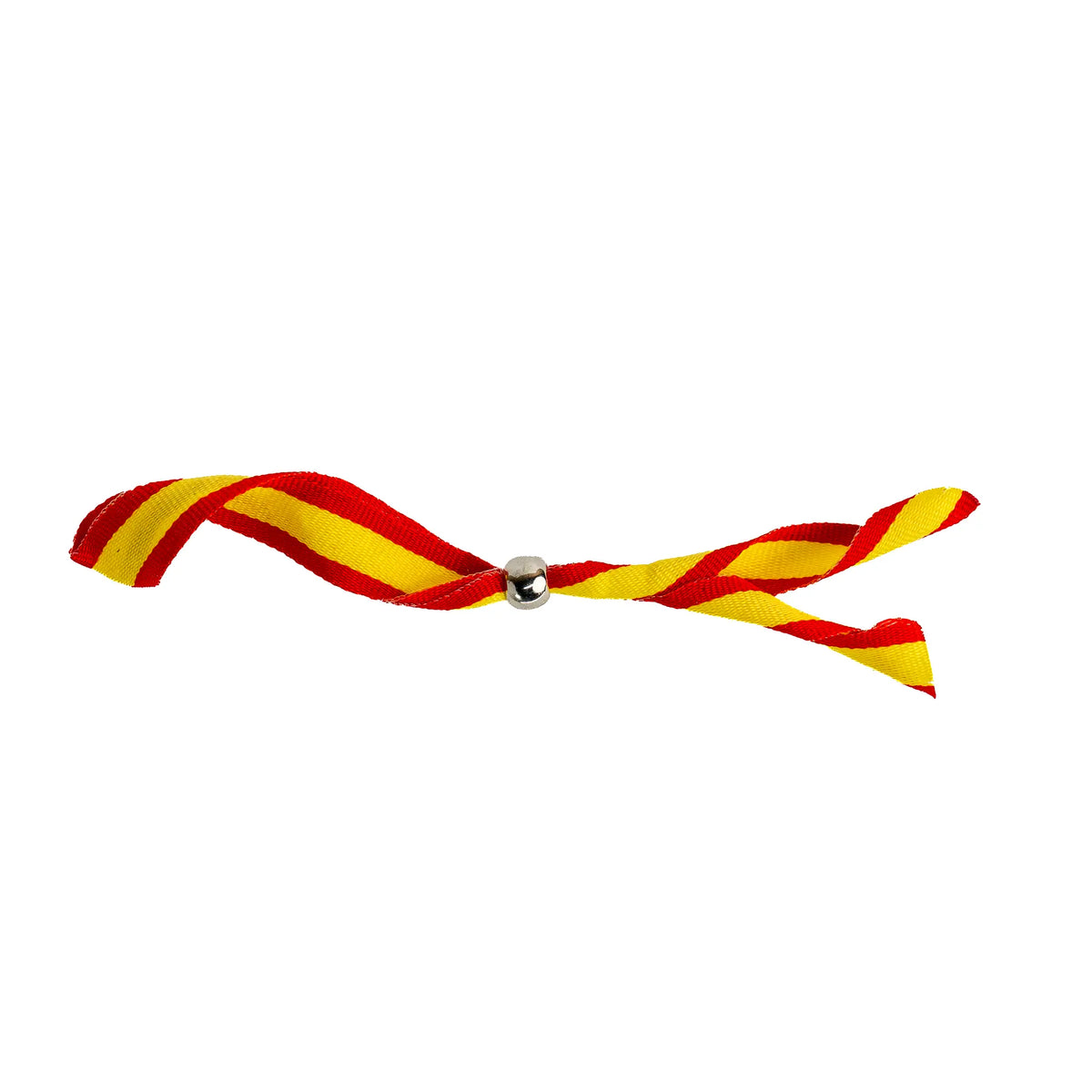 Comprar Pulsera de tela bandera de España con bola plateada · 1,5 cm La Flamenca de Borgoña Bandera España