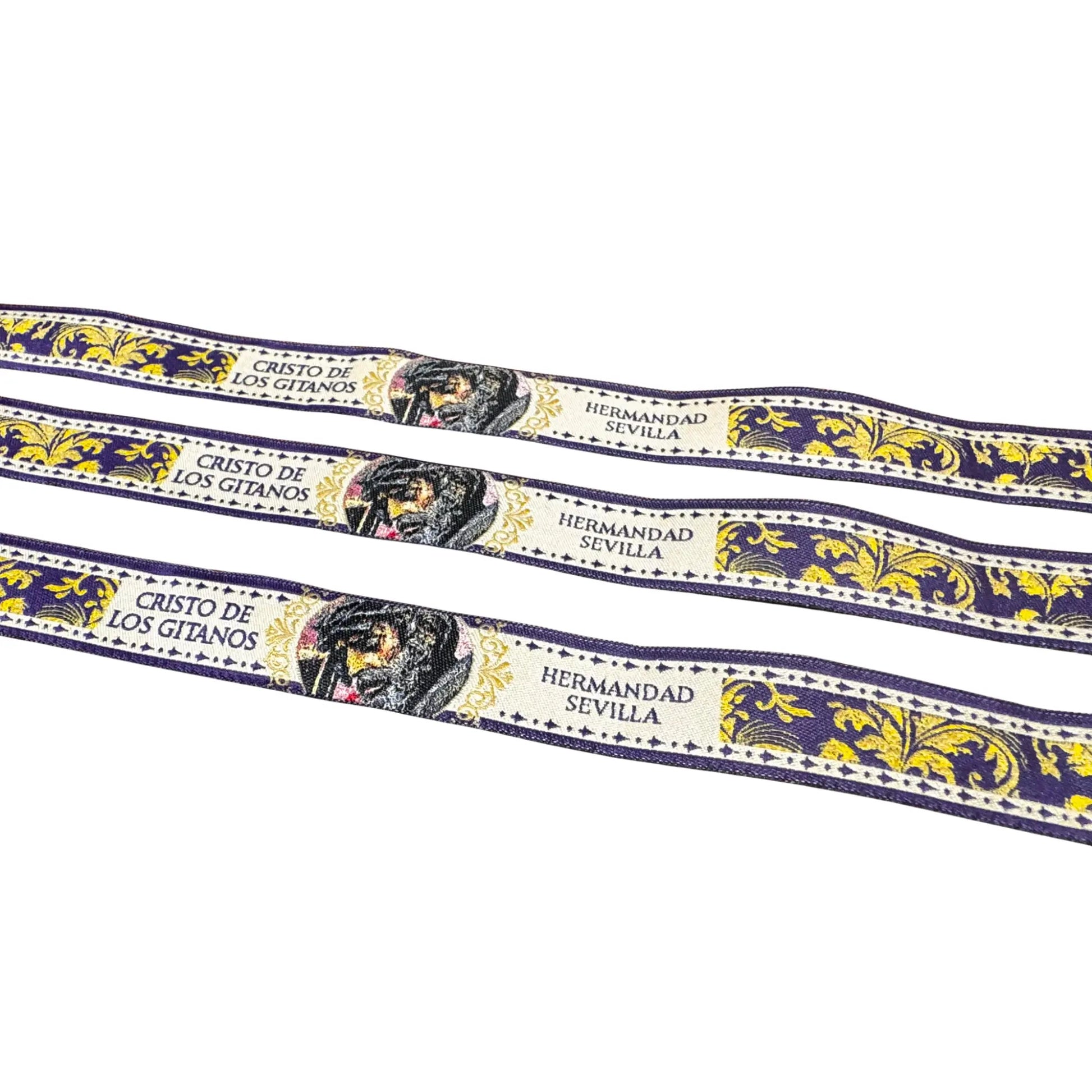 Comprar Pulsera de tela cofrade Cristo de los Gitanos, Hermandad de Sevilla La Flamenca de Borgoña Bandera España