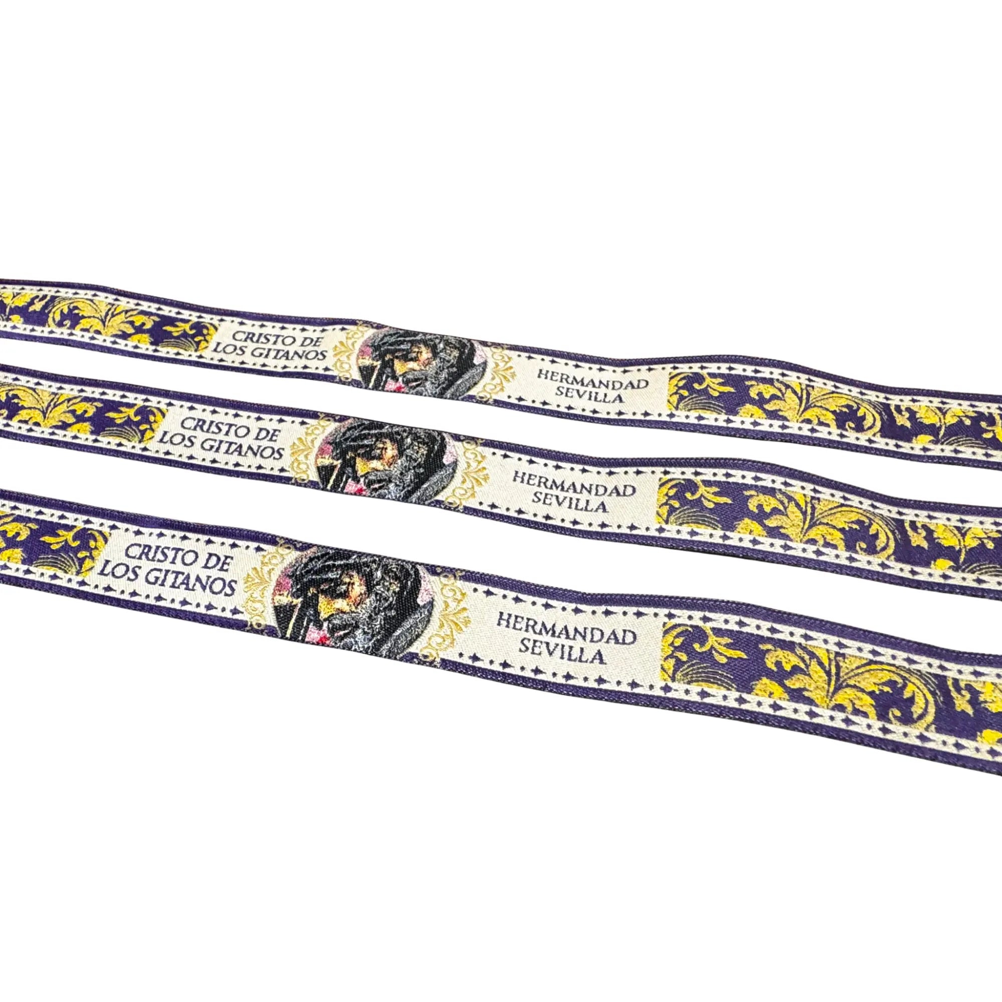 Comprar Pulsera de tela cofrade Cristo de los Gitanos, Hermandad de Sevilla La Flamenca de Borgoña Bandera España