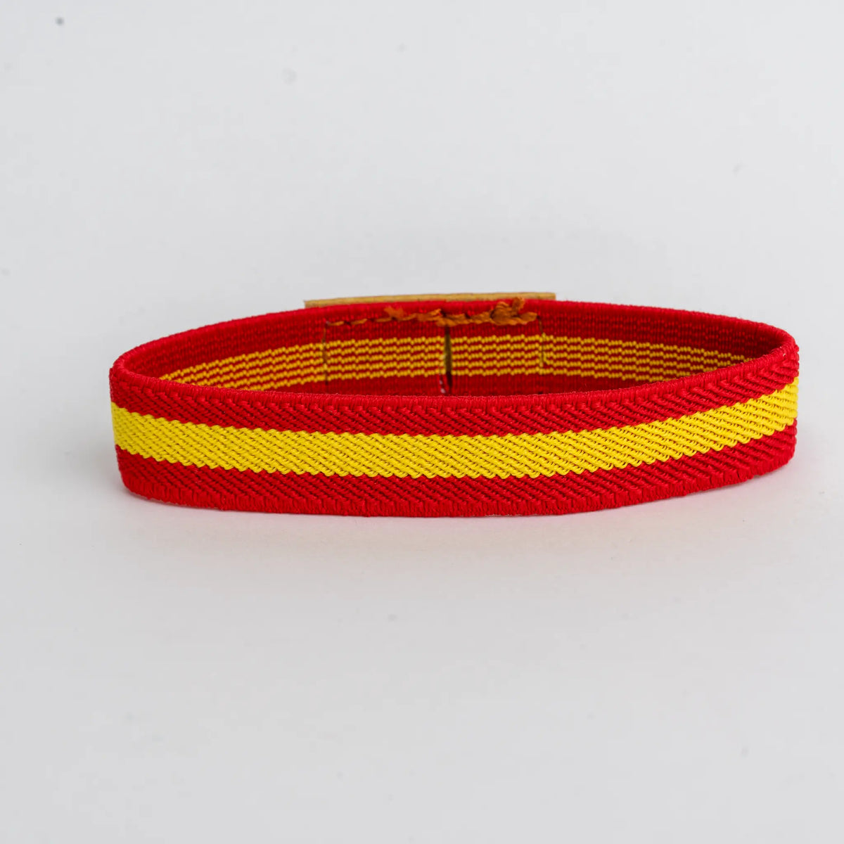 Comprar Pulsera elástica Bandera España pieza piel grabada ESPAÑA La Flamenca de Borgoña Bandera España