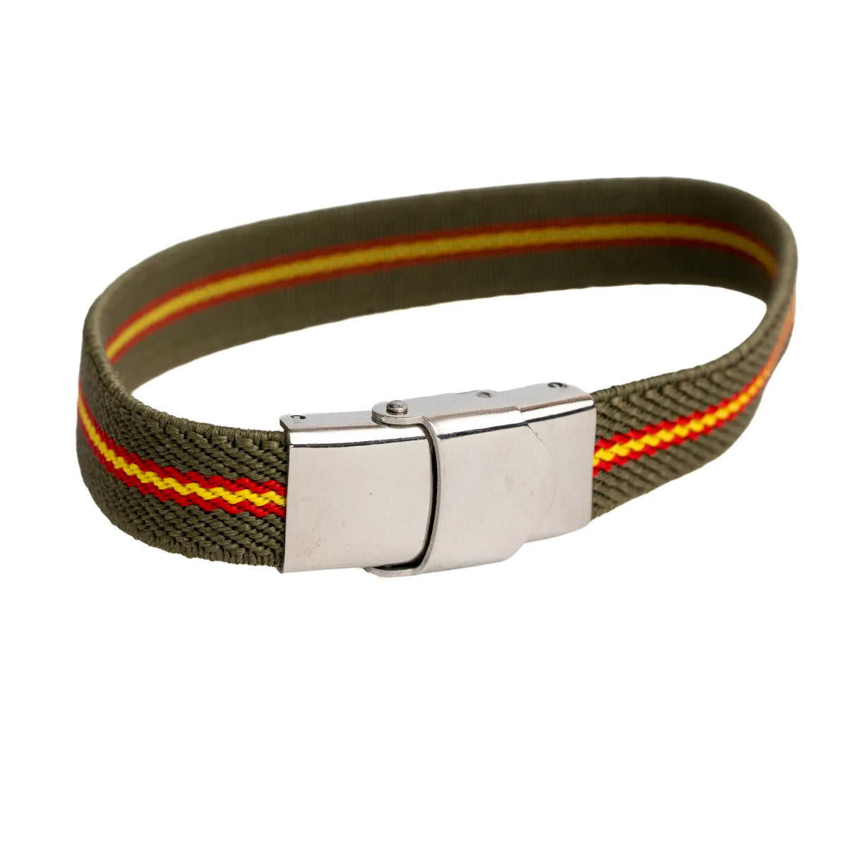 Comprar Pulsera elástica verde con bandera de España y cierre metálico La Flamenca de Borgoña Bandera España