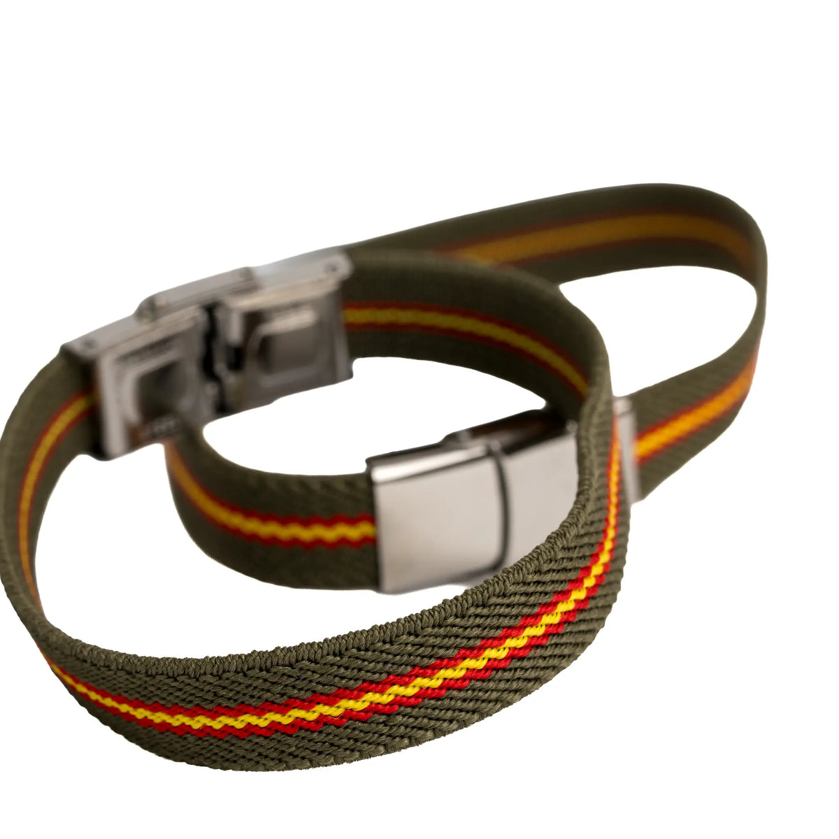 Comprar Pulsera elástica verde con bandera de España y cierre metálico La Flamenca de Borgoña Bandera España