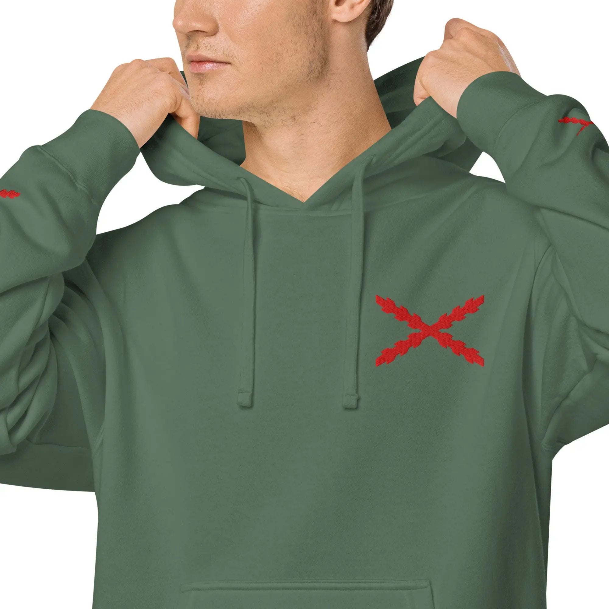 Comprar Sudadera con capucha teñida unisex Cruz de Borgoña La Flamenca de Borgoña Bandera España