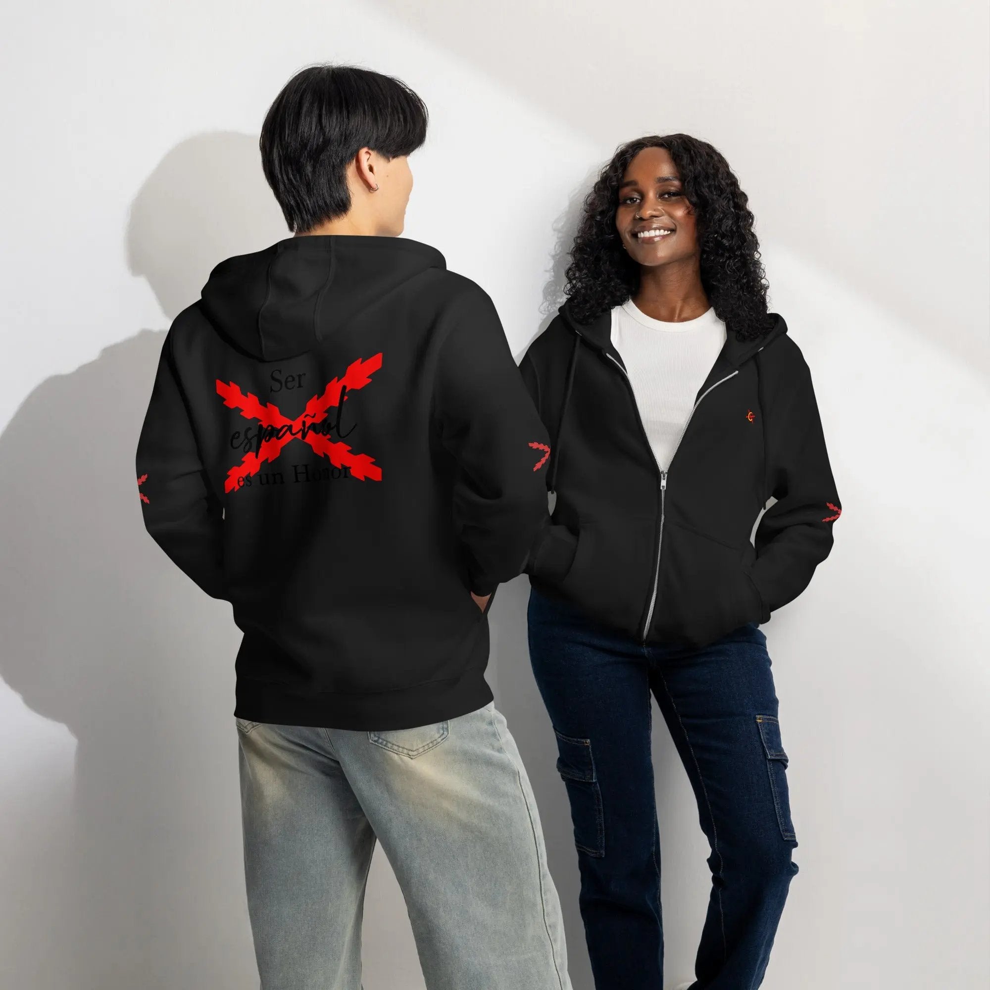 Comprar Sudadera premium con cremallera completa "Ser español es un Honor" La Flamenca de Borgoña Bandera España