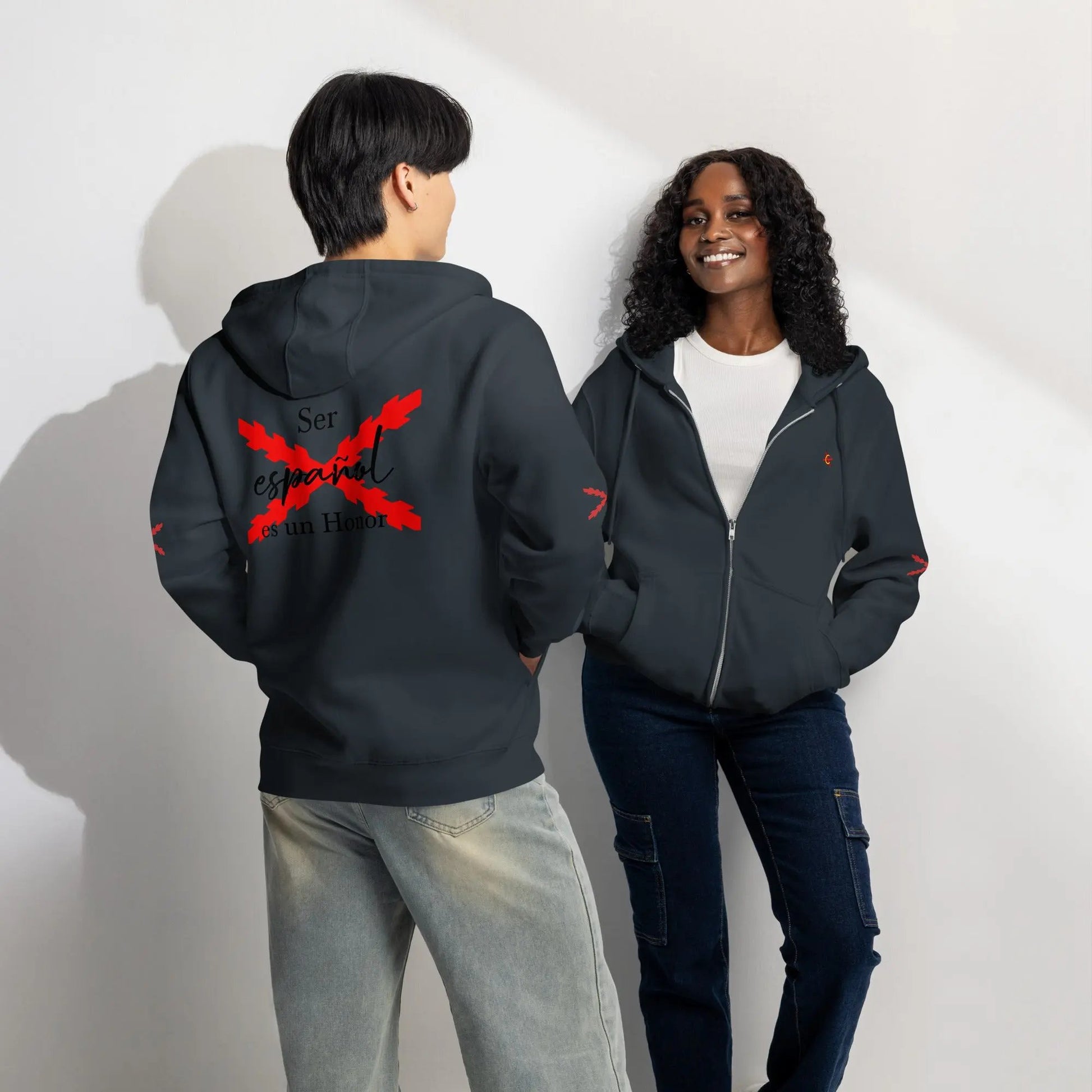 Comprar Sudadera premium con cremallera completa "Ser español es un Honor" La Flamenca de Borgoña Bandera España