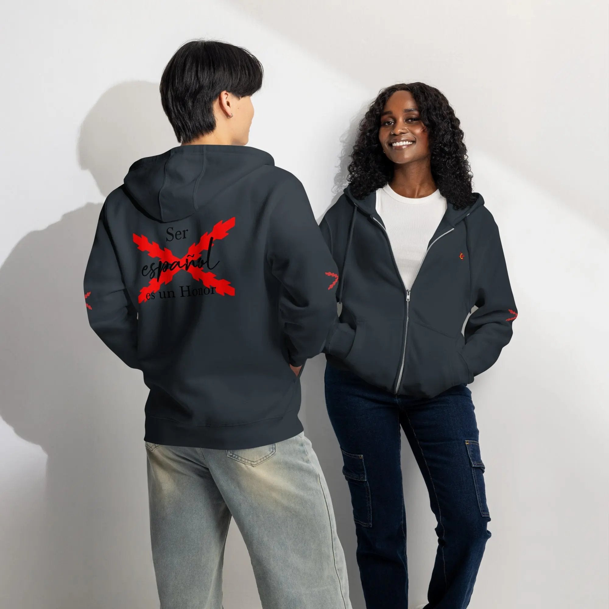 Comprar Sudadera premium con cremallera completa "Ser español es un Honor" La Flamenca de Borgoña Bandera España