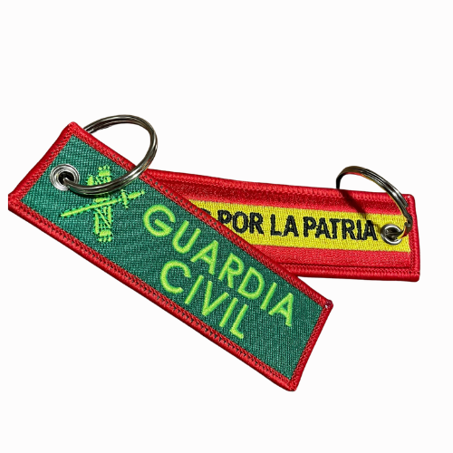 Llavero de Lona Bordada Guardia Civil con Bandera de España “Todo por la Patria”